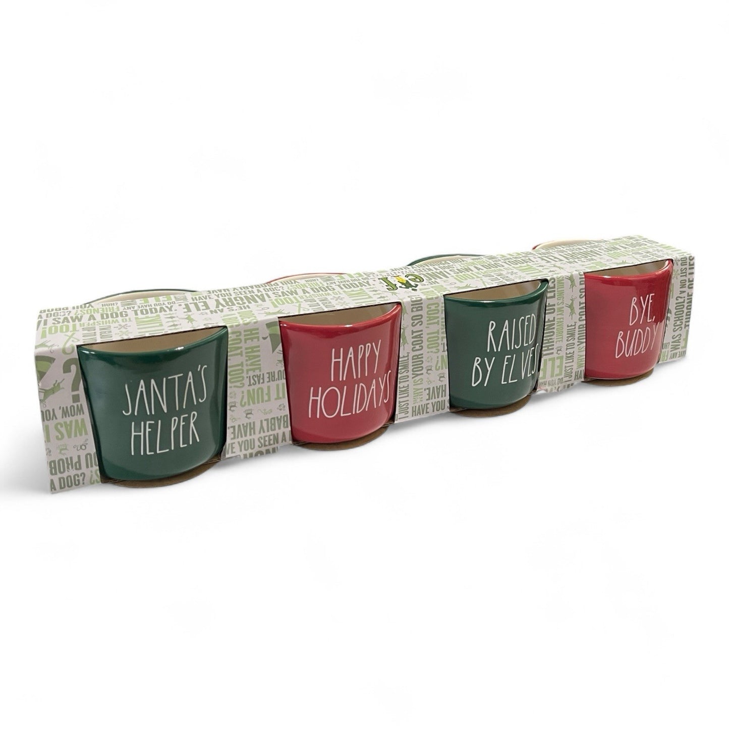Rae Dunn ELF Ramekin 4pc Red/Green Double Sided Ceramic 8oz Christmas Farmhouse - Trendiez U ♥