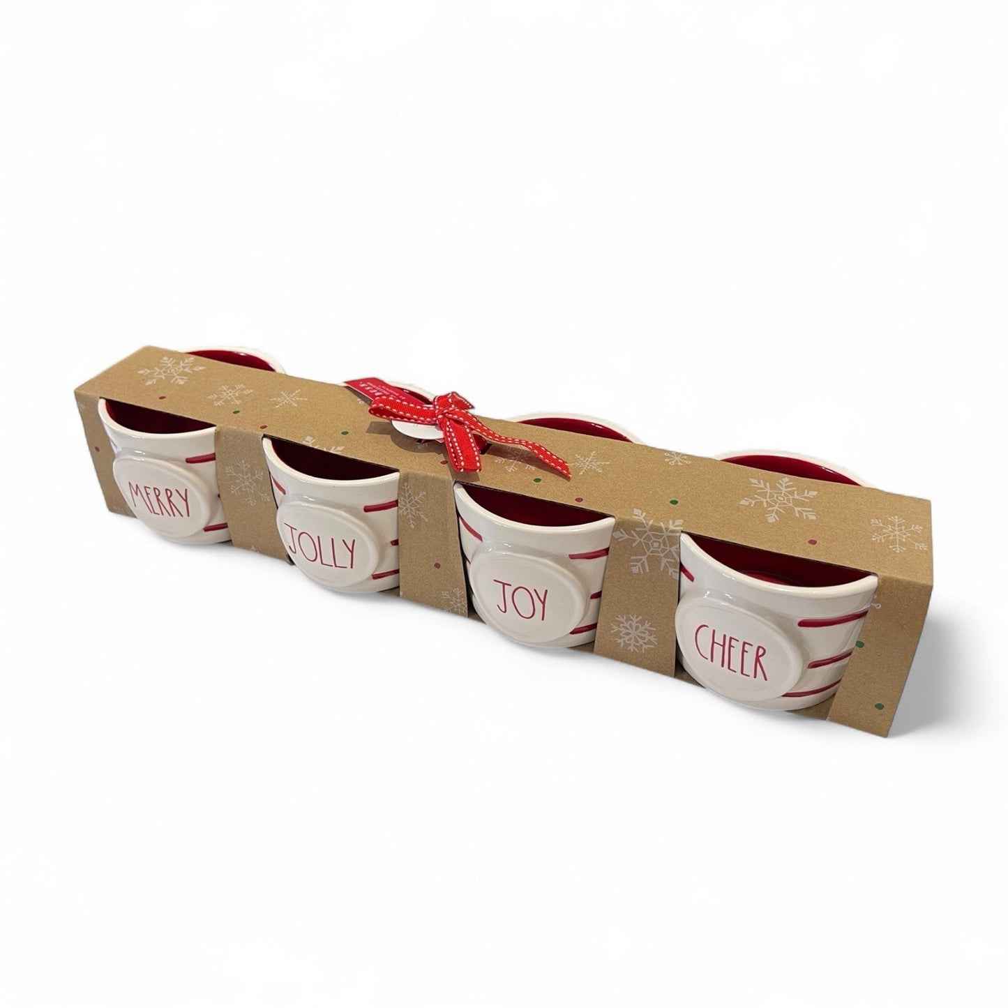 Rae Dunn Holiday Ramekin 4pc Merry/Jolly/Joy/Cheer Textured Farmhouse Christmas - Trendiez U ♥
