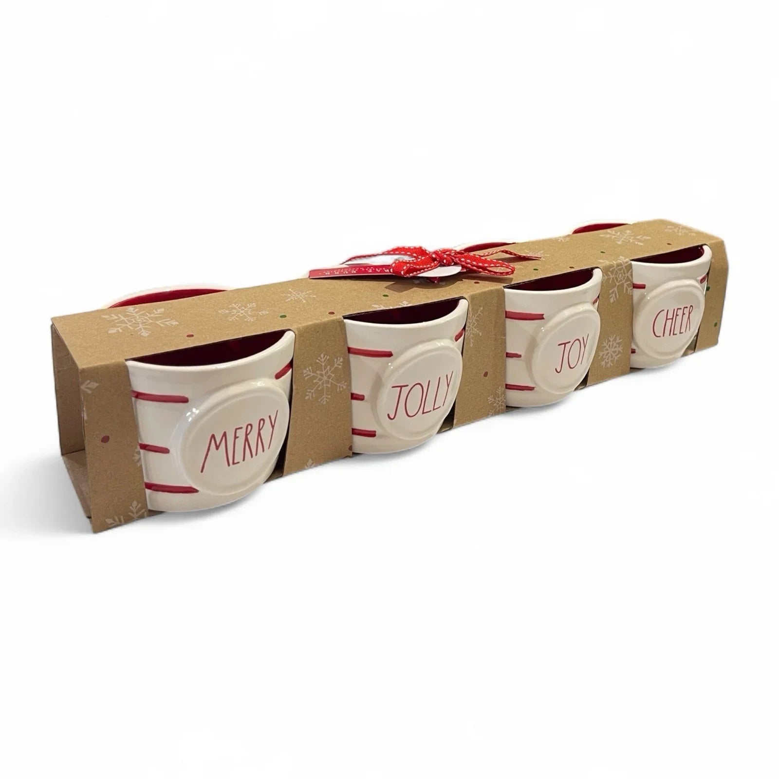 Rae Dunn Holiday Ramekin 4pc Merry/Jolly/Joy/Cheer Textured Farmhouse Christmas - Trendiez U ♥