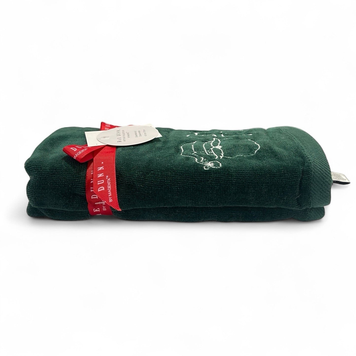 Rae Dunn “Oh So Jolly” Hand Towel Set 2pc Green Embroidered Cotton Velour NEW - Trendiez U ♥