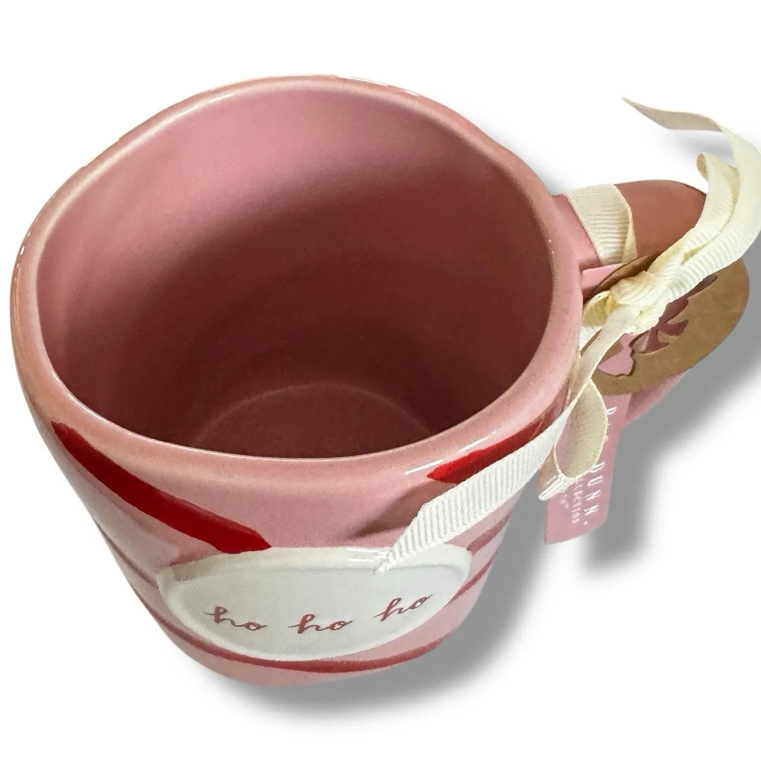 Rae Dunn Pink Red Candy Cane Swirl HO HO HO Christmas Coffee Tea Mug PEPPERMINT - Trendiez U ♥