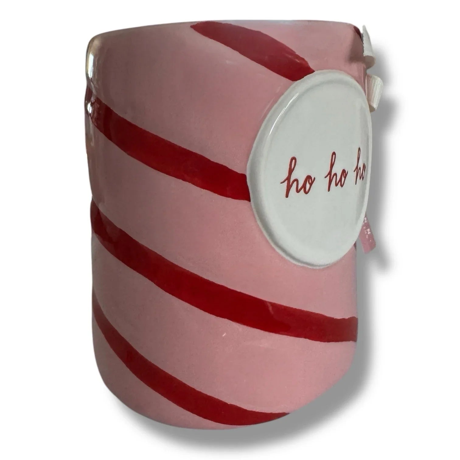 Rae Dunn Pink Red Candy Cane Swirl HO HO HO Christmas Coffee Tea Mug PEPPERMINT - Trendiez U ♥