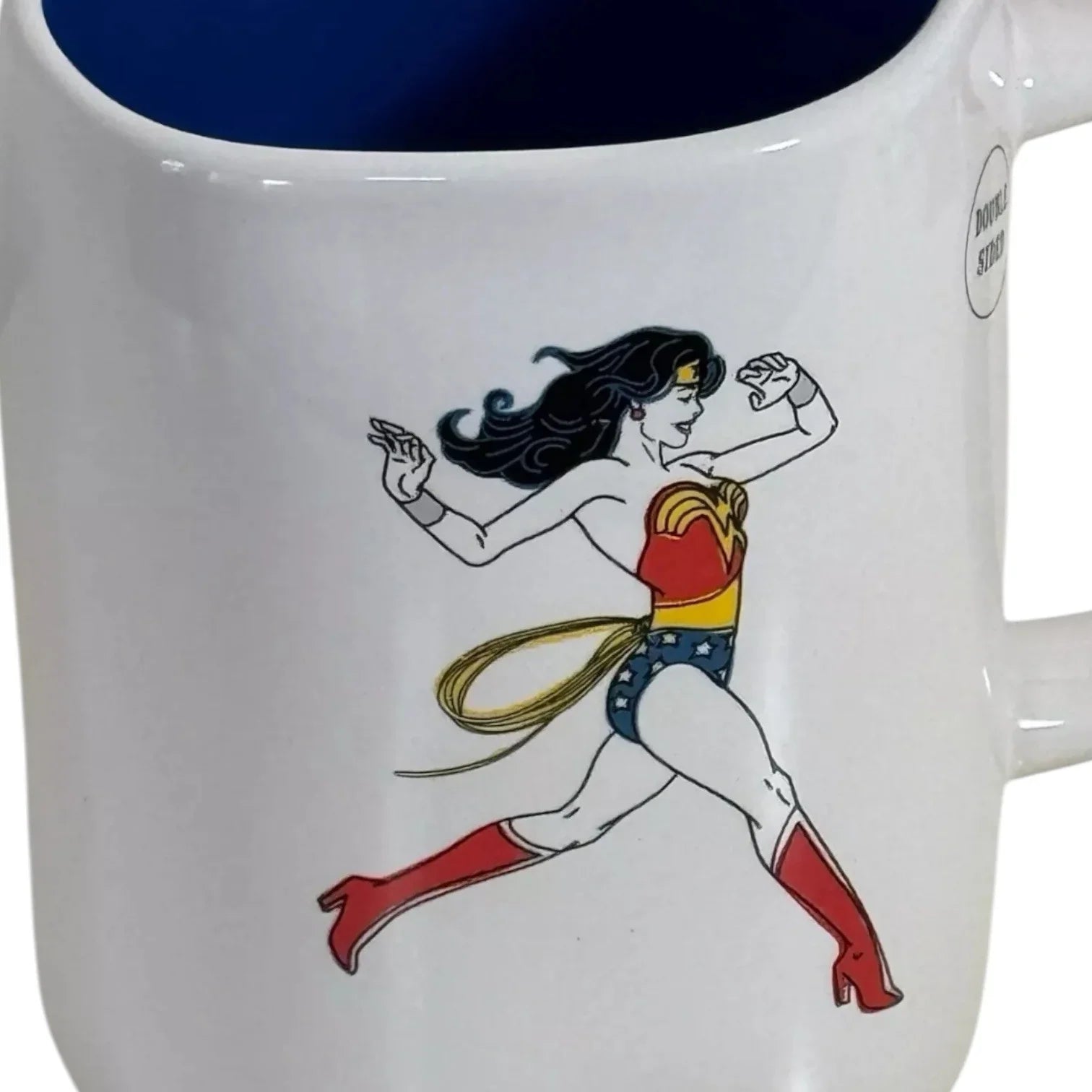 Rae Dunn Wonder Woman White & Blue Mug DC Comics Mug Dbl Sided Coffee Cup - Trendiez U ♥