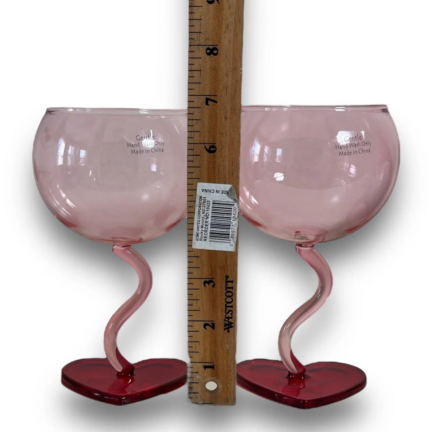 Red Heart Stemmed Balloon Glass Wine Glasses Valentine Heart Squiggle Stem - 2 - Trendiez U ♥