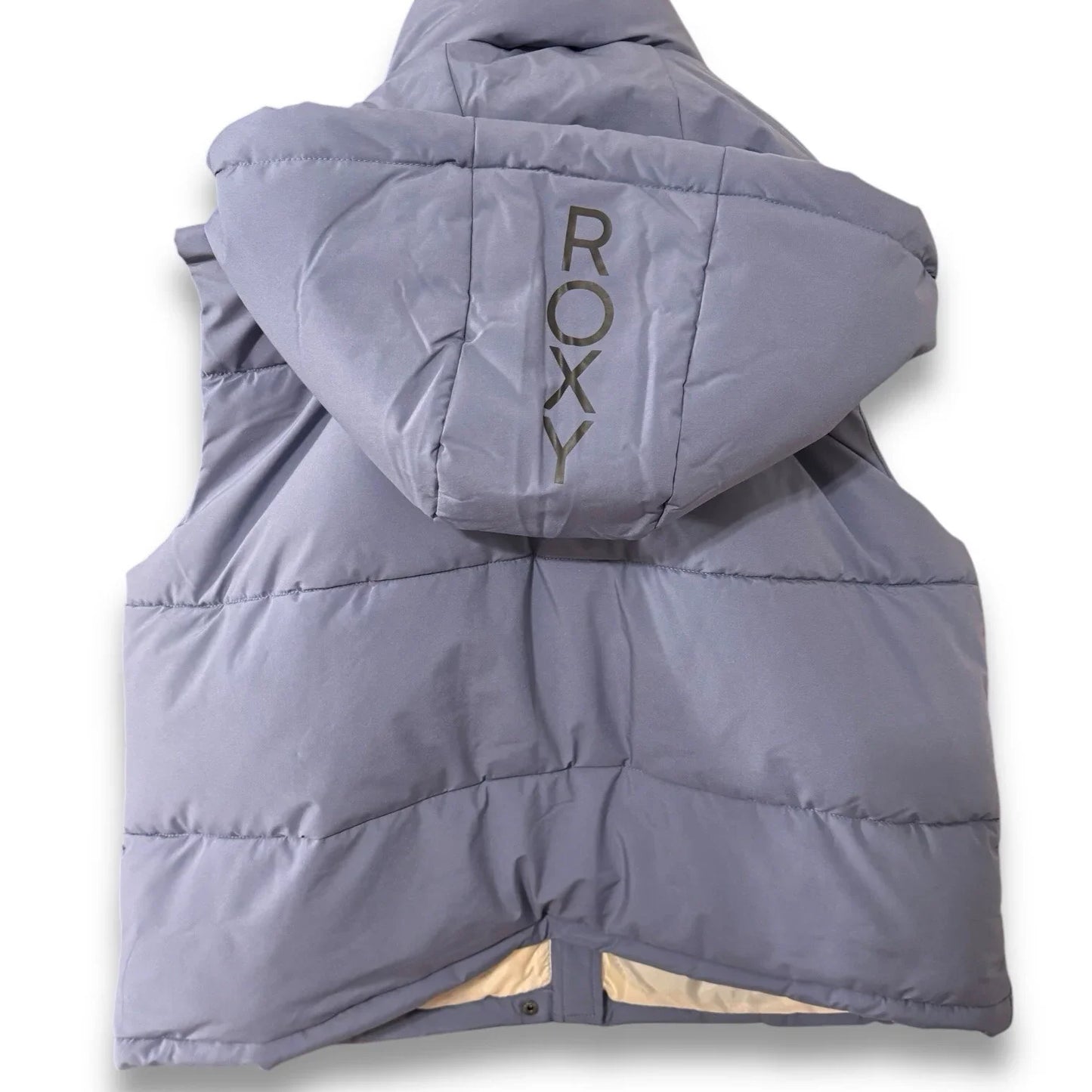 Roxy Women Purple Hooded Spring Jacket Pocketed Puffer Vest Size Large - Trendiez U ♥