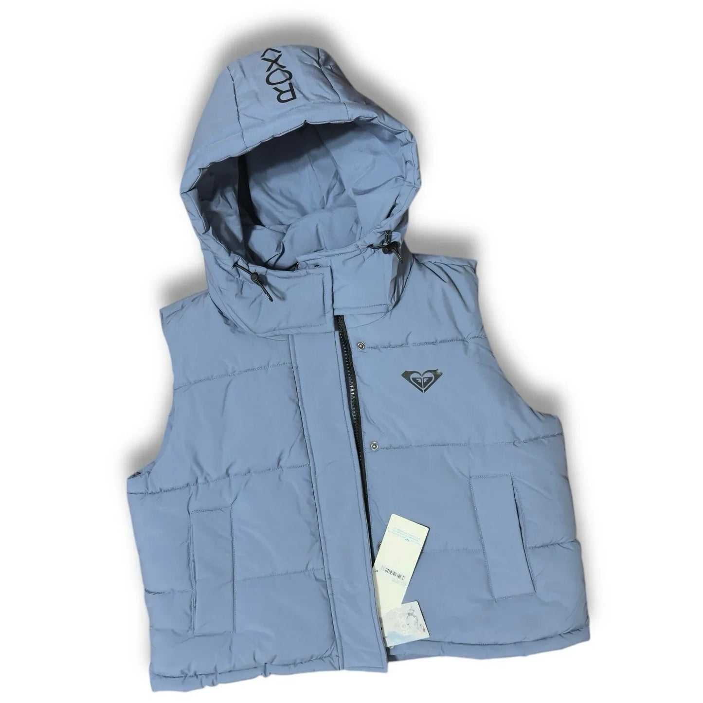 Roxy Women Purple Hooded Spring Jacket Pocketed Puffer Vest Size Large - Trendiez U ♥