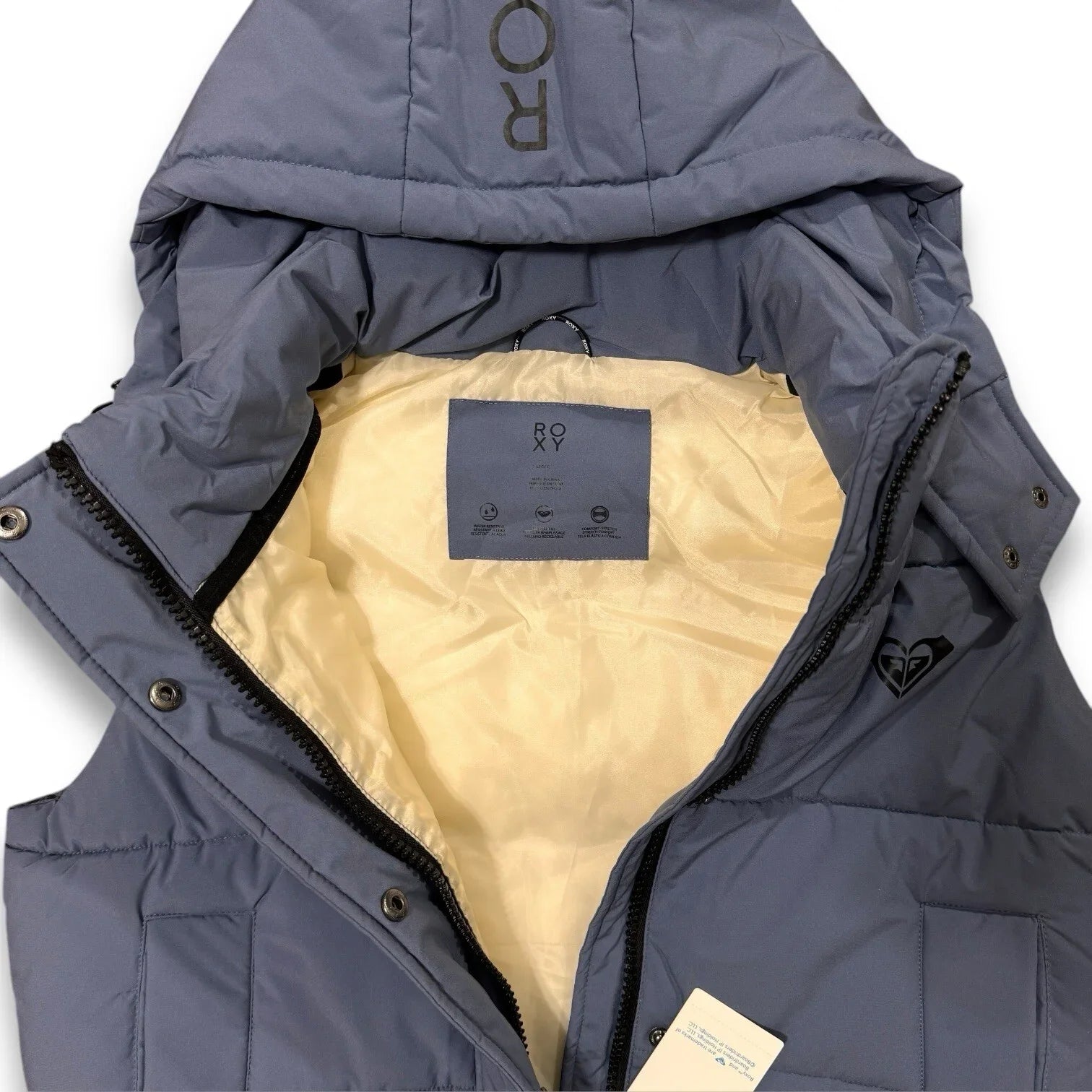 Roxy Women Purple Hooded Spring Jacket Pocketed Puffer Vest Size Large - Trendiez U ♥