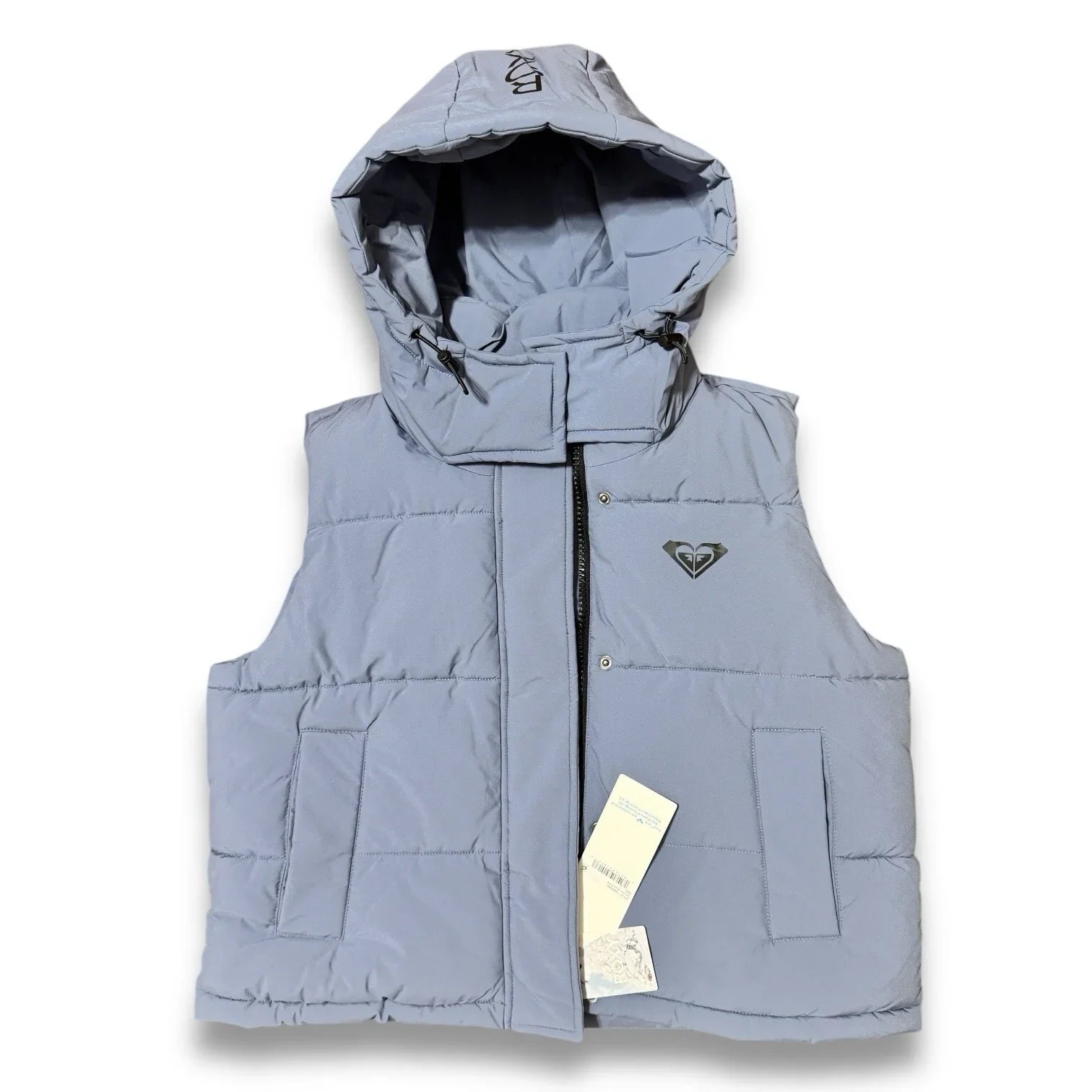 Roxy Women Purple Hooded Spring Jacket Pocketed Puffer Vest Size Large - Trendiez U ♥