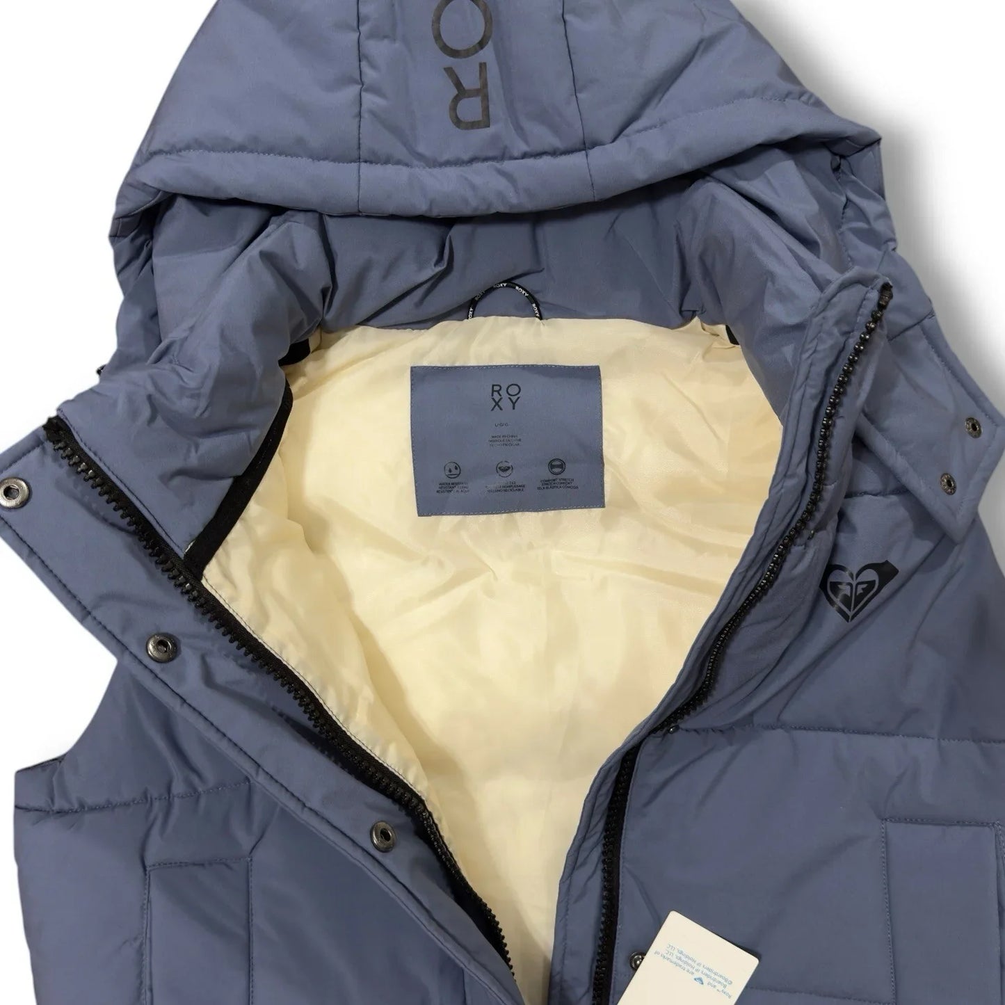 Roxy Women Purple Hooded Spring Jacket Pocketed Puffer Vest Size Large - Trendiez U ♥