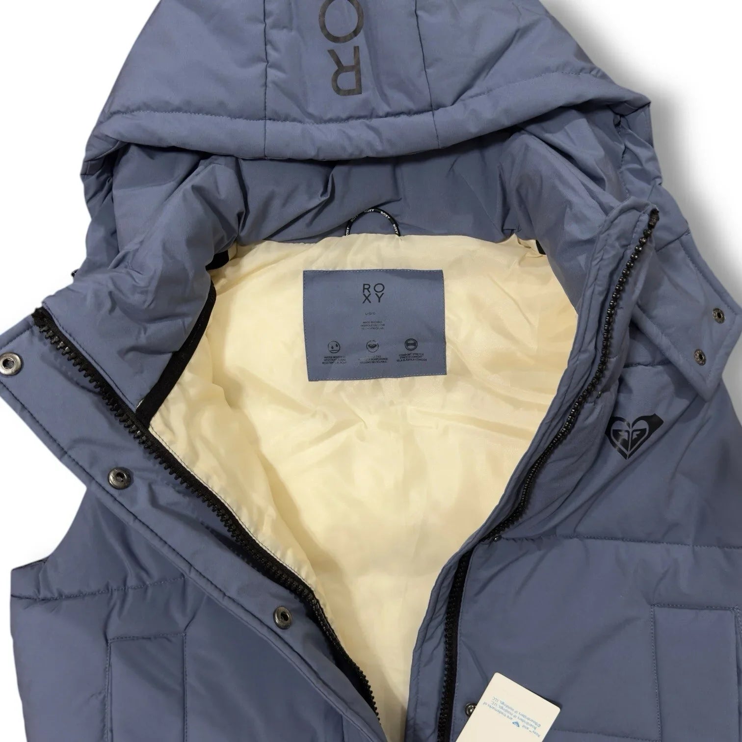 Roxy Women Purple Hooded Spring Jacket Pocketed Puffer Vest Size Large - Trendiez U ♥