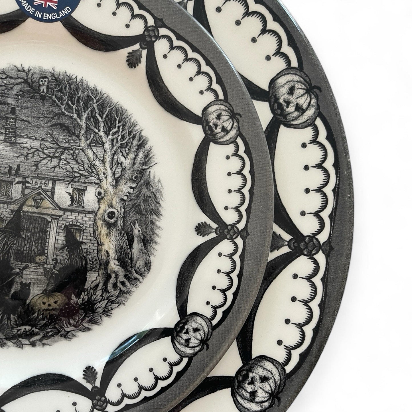 Royal Stafford Halloween 1666 Haunted House Porcelain FULL Dinner Set of 12 - Trendiez U ♥