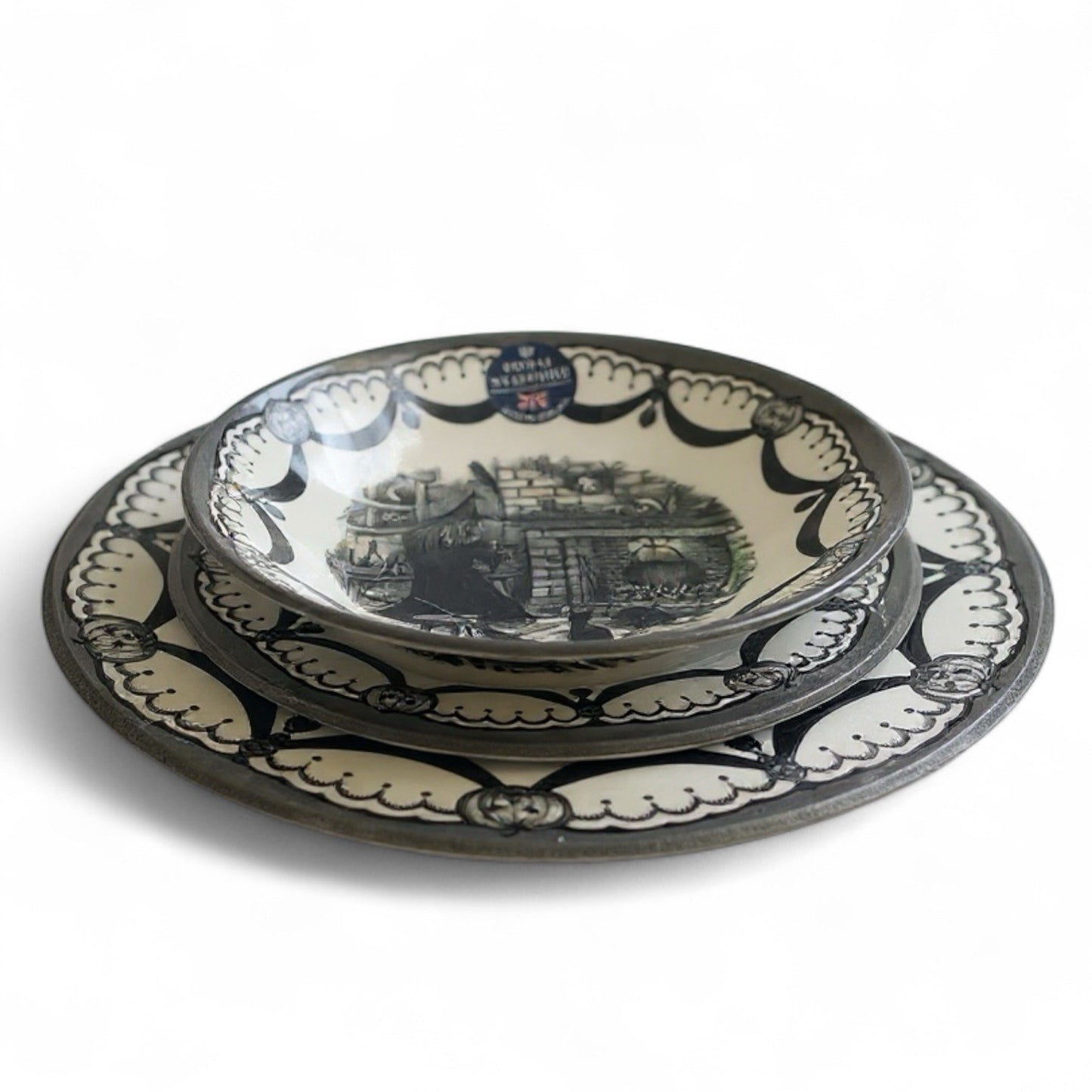 Royal Stafford Halloween 1666 Haunted House Porcelain FULL Dinner Set of 12 - Trendiez U ♥