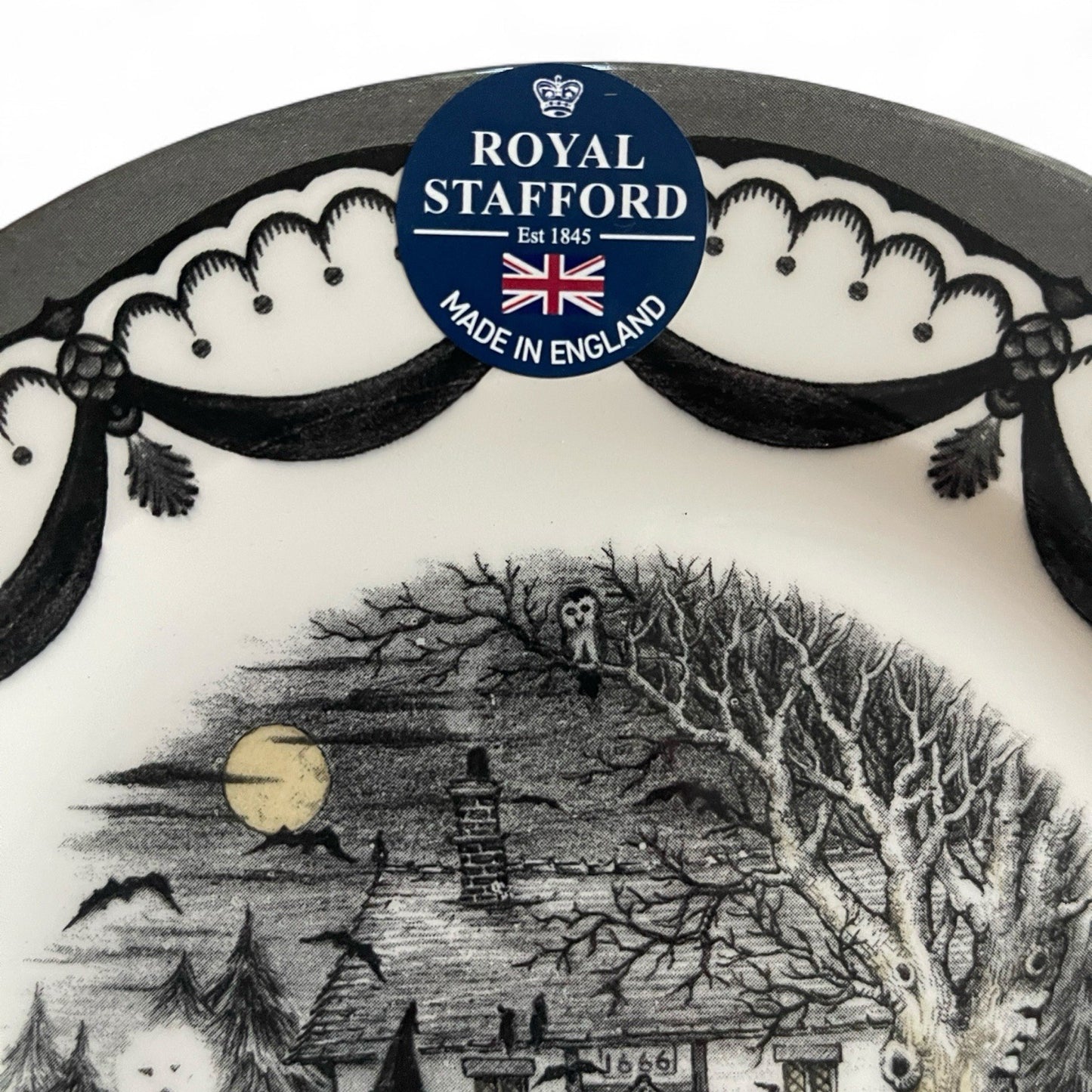 Royal Stafford Halloween 1666 Haunted House Porcelain FULL Dinner Set of 12 - Trendiez U ♥