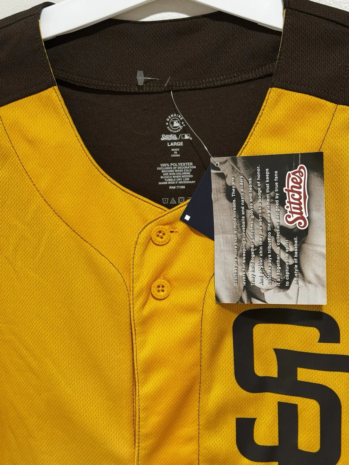 San Diego Padres Jersey Men’s Large Button up Stitches Collection NWT - Trendiez U ♥