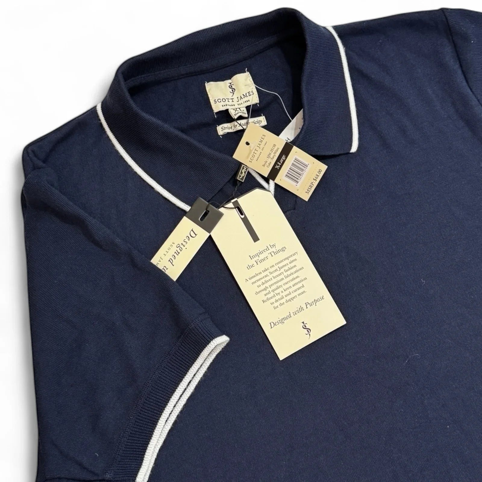 Scott James Men’s Terry Cloth Polo Shirt – Navy Blue, XL - Trendiez U ♥