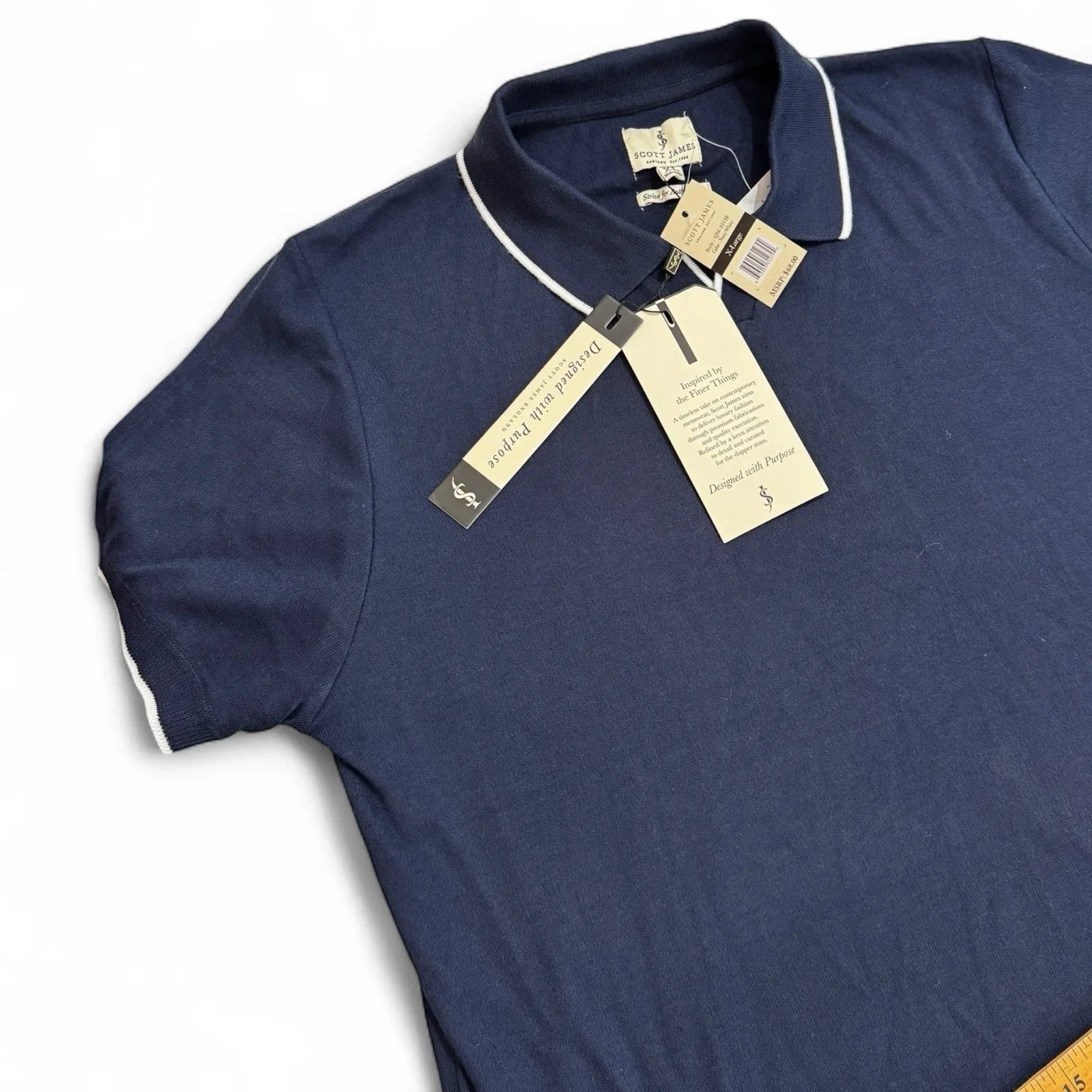 Scott James Men’s Terry Cloth Polo Shirt – Navy Blue, XL - Trendiez U ♥