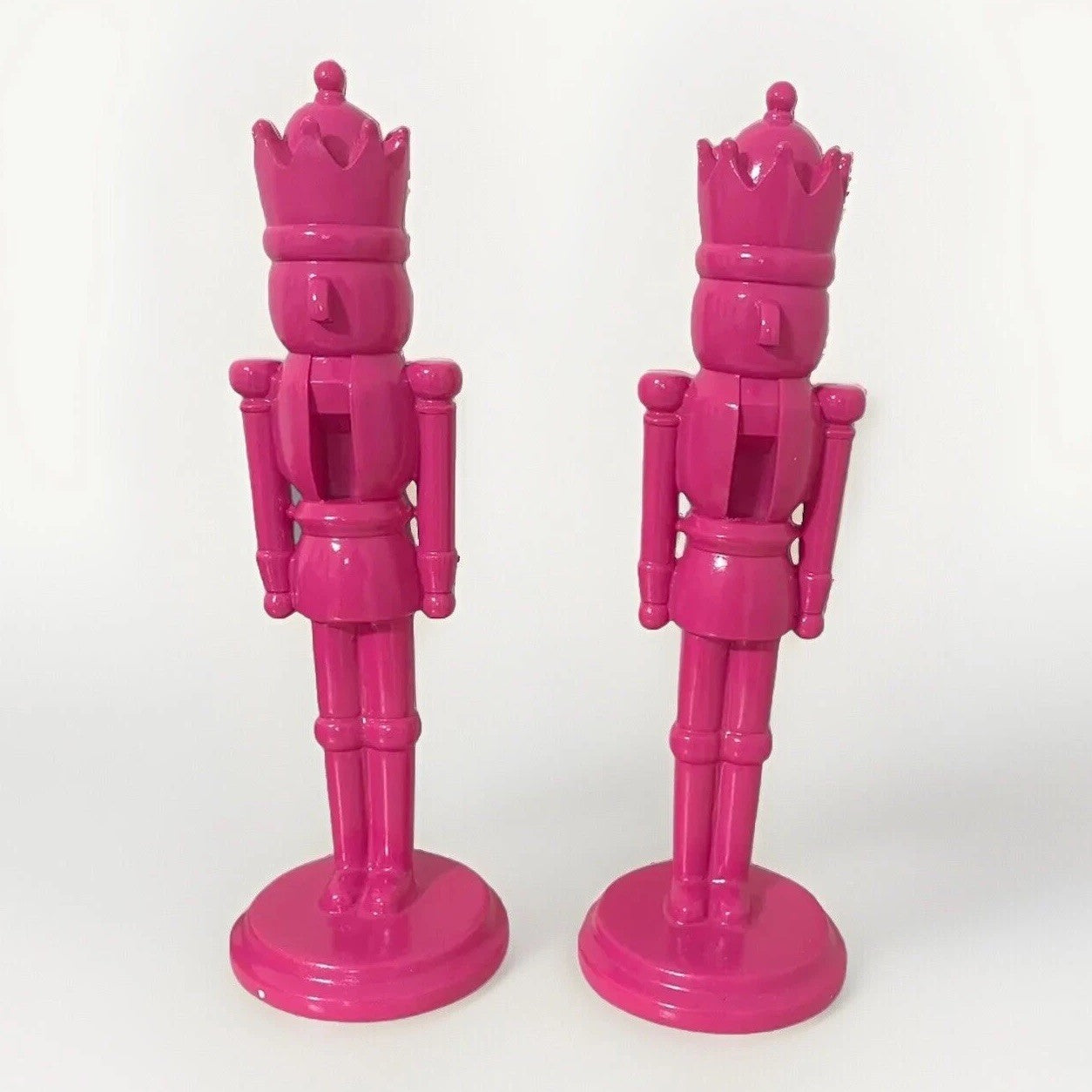 Set of 2 Pink Nutcrackers 14” Wooden Christmas Holiday Bold Statement Decor - Trendiez U ♥
