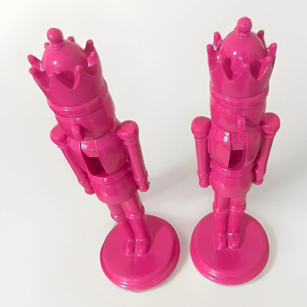 Set of 2 Pink Nutcrackers 14” Wooden Christmas Holiday Bold Statement Decor - Trendiez U ♥