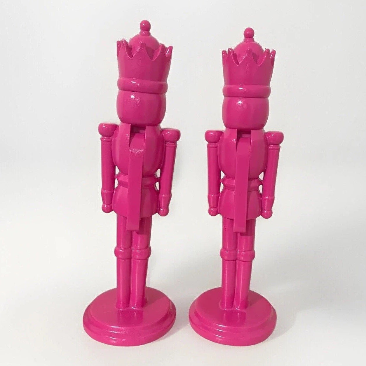 Set of 2 Pink Nutcrackers 14” Wooden Christmas Holiday Bold Statement Decor - Trendiez U ♥
