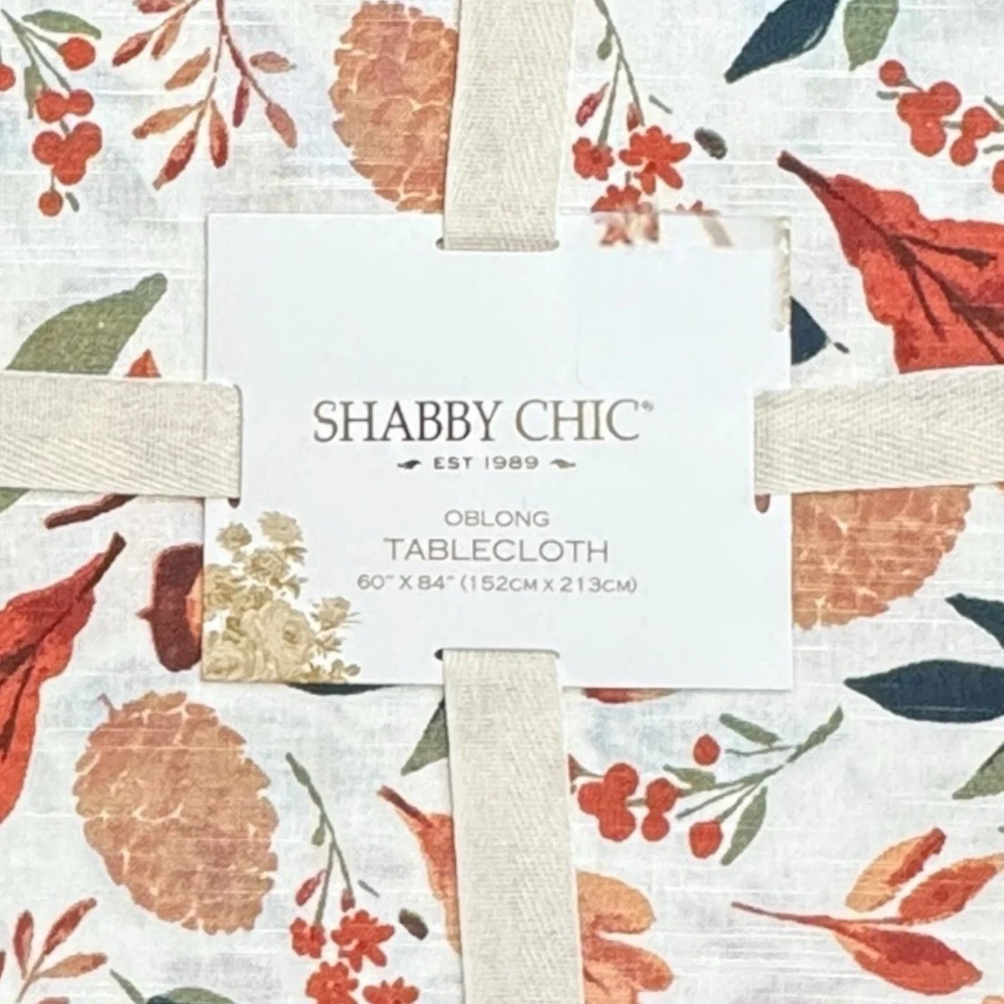 Shabby Chic Autumn Leaves Tablecloth – 60x84” Oblong, Farmhouse Cottage - Trendiez U ♥