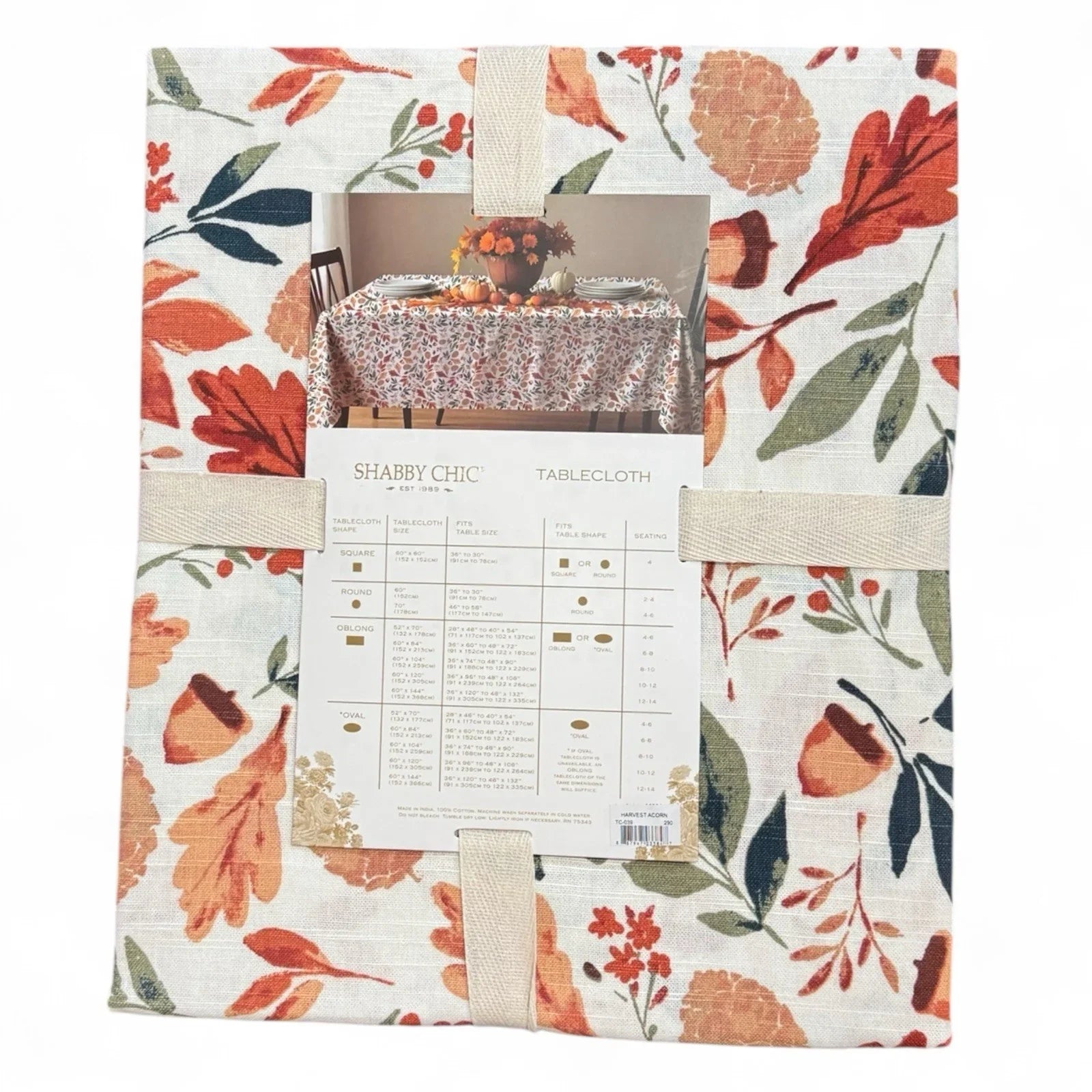 Shabby Chic Autumn Leaves Tablecloth – 60x84” Oblong, Farmhouse Cottage - Trendiez U ♥