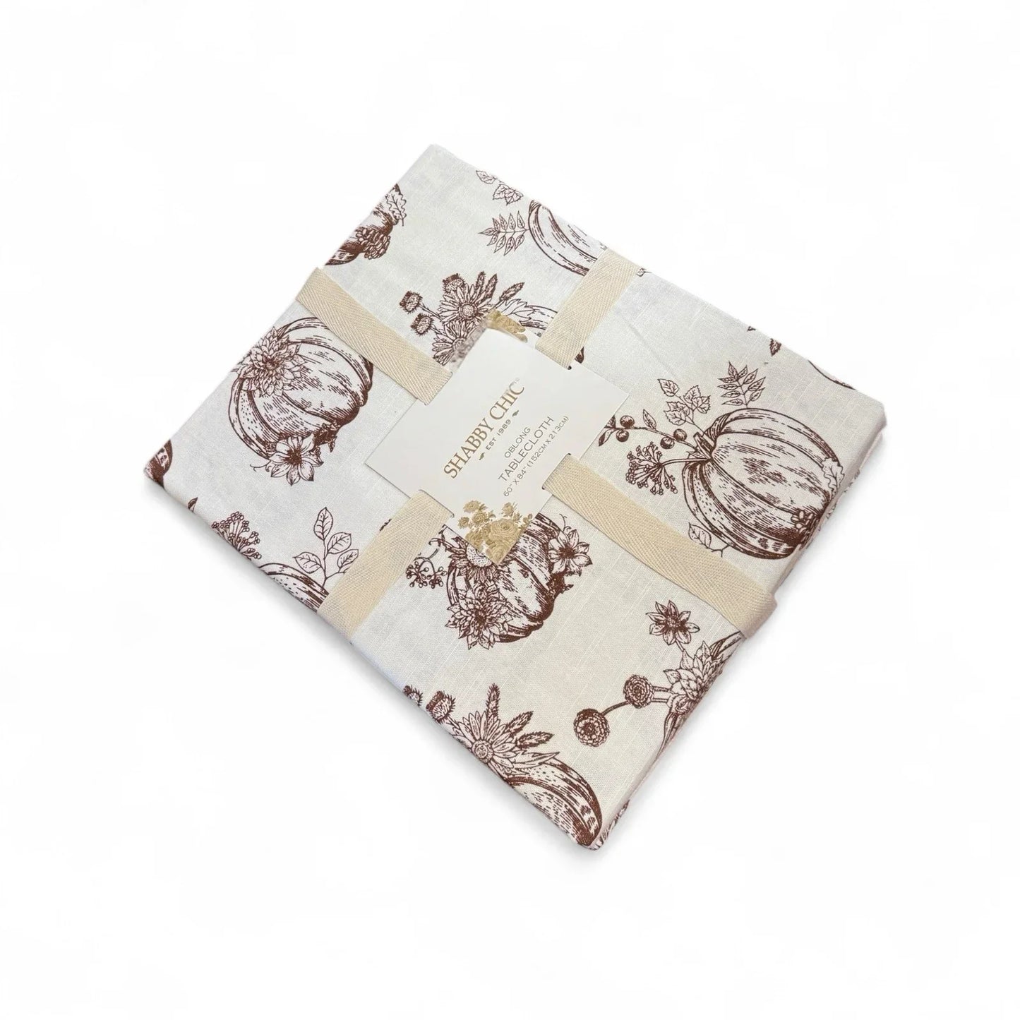 Shabby Chic Fall Harvest Tablecloth Oblong 60x84” Farmhouse Cottage Pumpkin - Trendiez U ♥