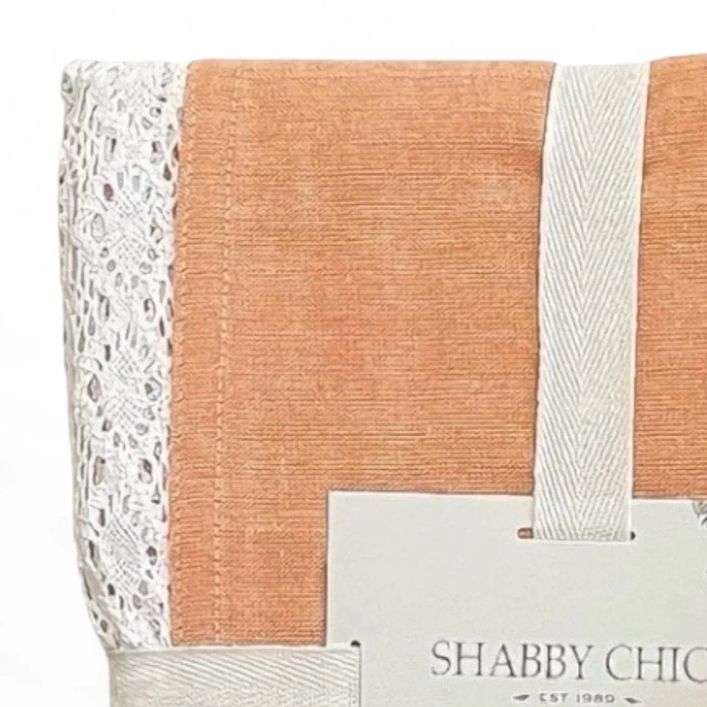 Shabby Chic Oblong Tablecloth 60x84 Peachy Vintage White Lace Trim 100% Cotton - Trendiez U ♥