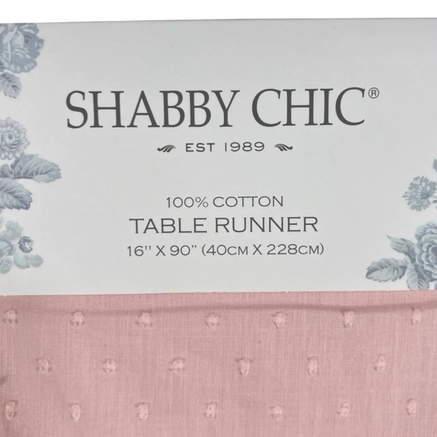 SHABBY CHIC Pink Table Runner Eyelet Lace Trim w Ruffles 16x90” Farmhouse - Trendiez U ♥