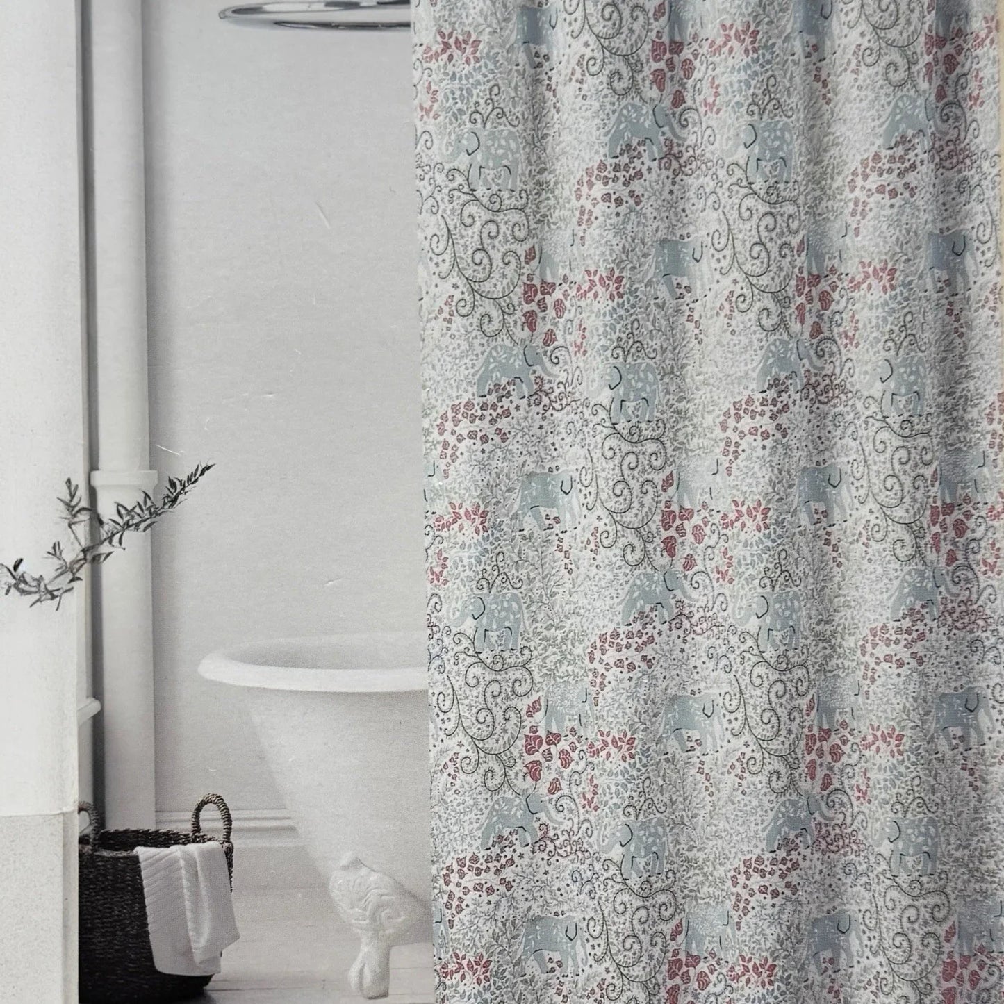 Shower Curtain Rachel Zoe Flowers Galore Multicolor Fabric 72"x72" Elephants - Trendiez U ♥
