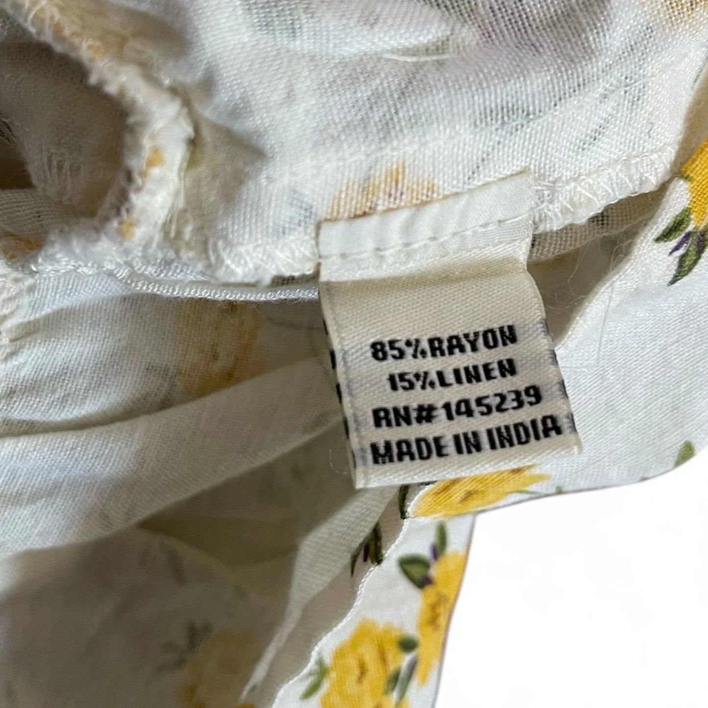 Sim & Sam Women’s Sundress – Yellow/White Floral, Size XL Linen with Ruffle Hem - Trendiez U ♥