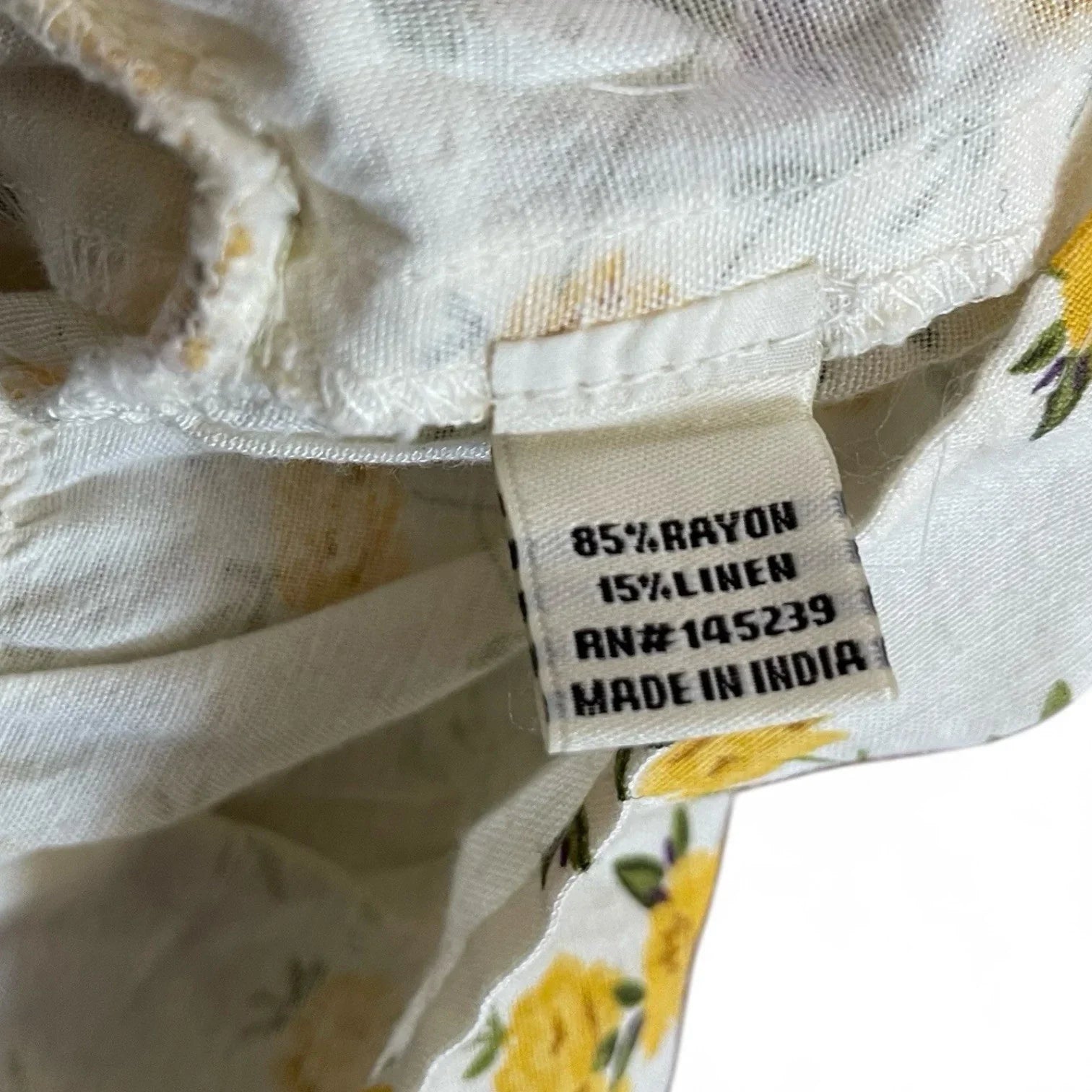 Sim & Sam Women’s Sundress – Yellow/White Floral, Size XL Linen with Ruffle Hem - Trendiez U ♥