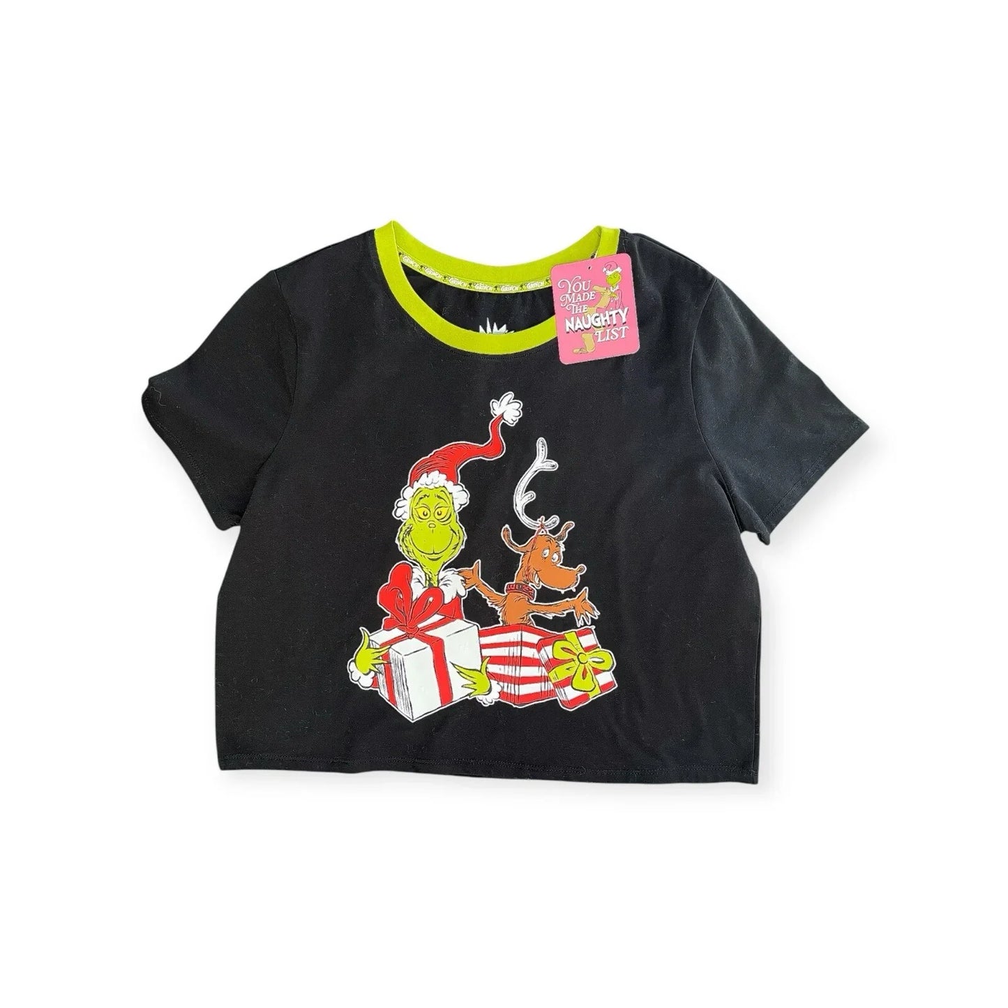 The Grinch Dr. Seuss Women’s Black Cropped T-Shirt Size L NWT - Trendiez U ♥