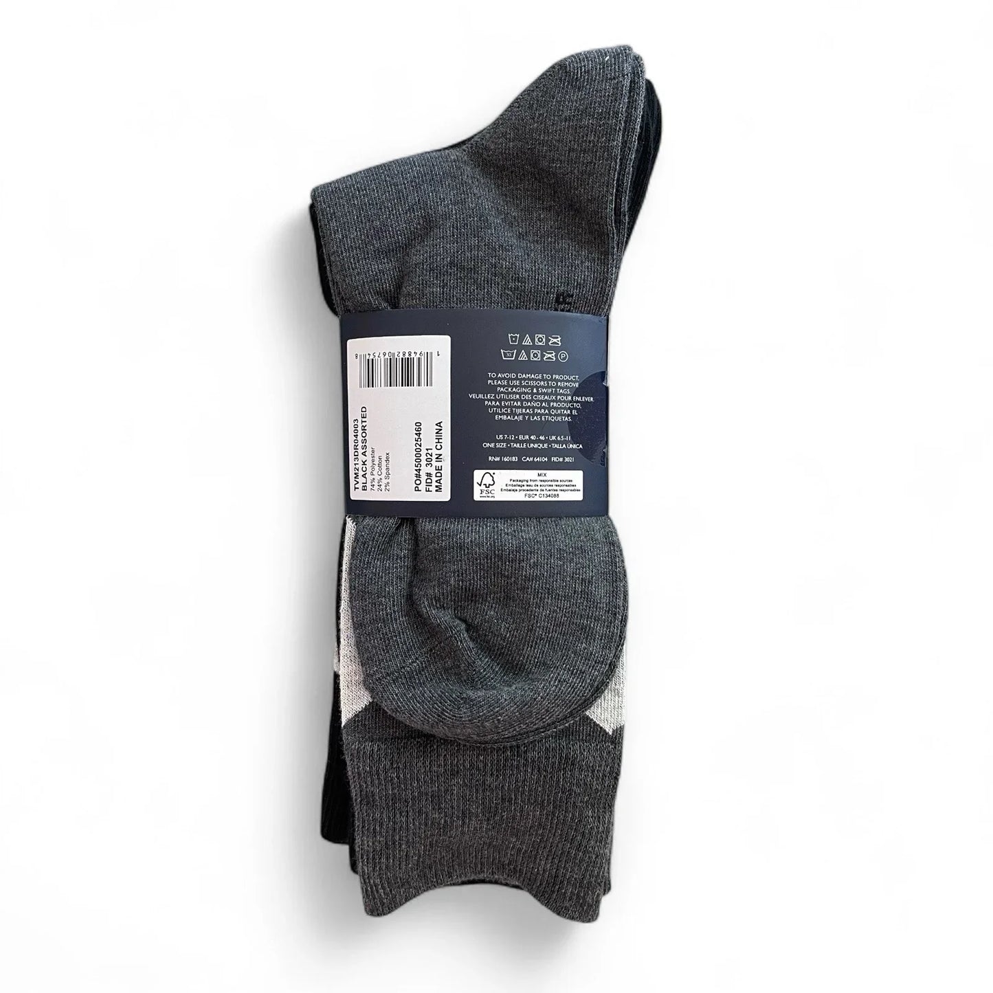 Tommy Hilfiger Men’s Dress Crew Socks 4-pair Black/Gray Size 7-12 - Trendiez U ♥