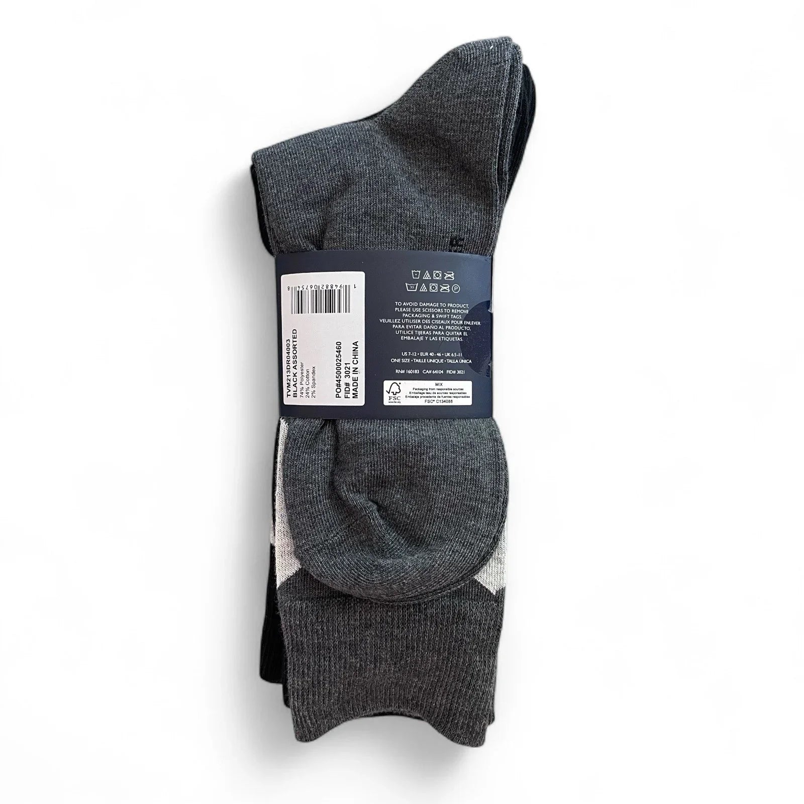 Tommy Hilfiger Men’s Dress Crew Socks 4-pair Black/Gray Size 7-12 - Trendiez U ♥