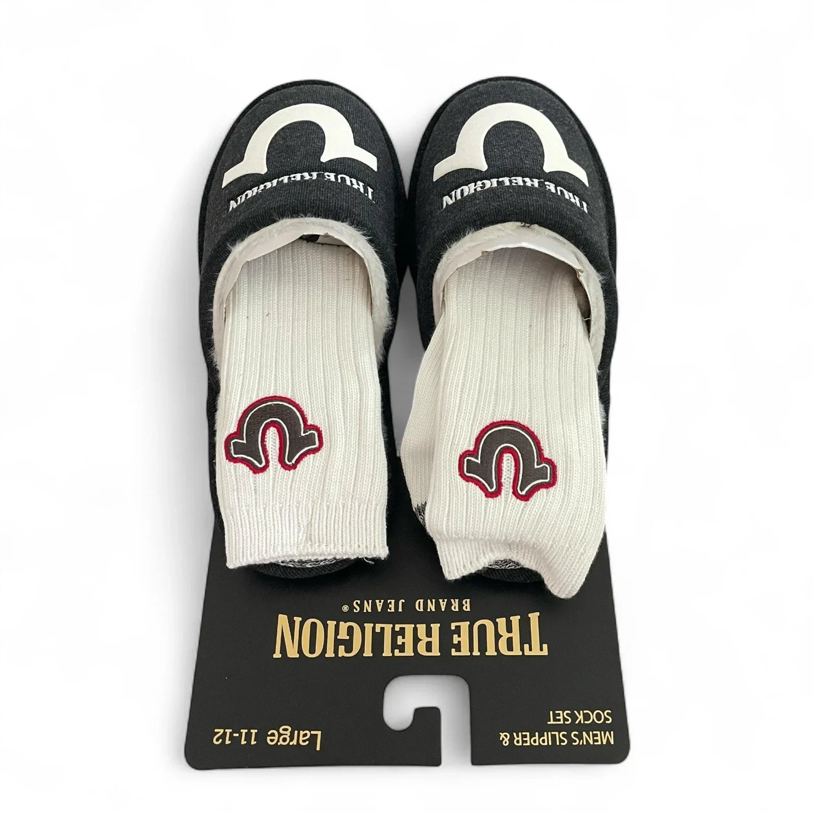 True Religion Men’s Slipper Sock Set Black and White Size 11-12 Embroidered New - Trendiez U ♥