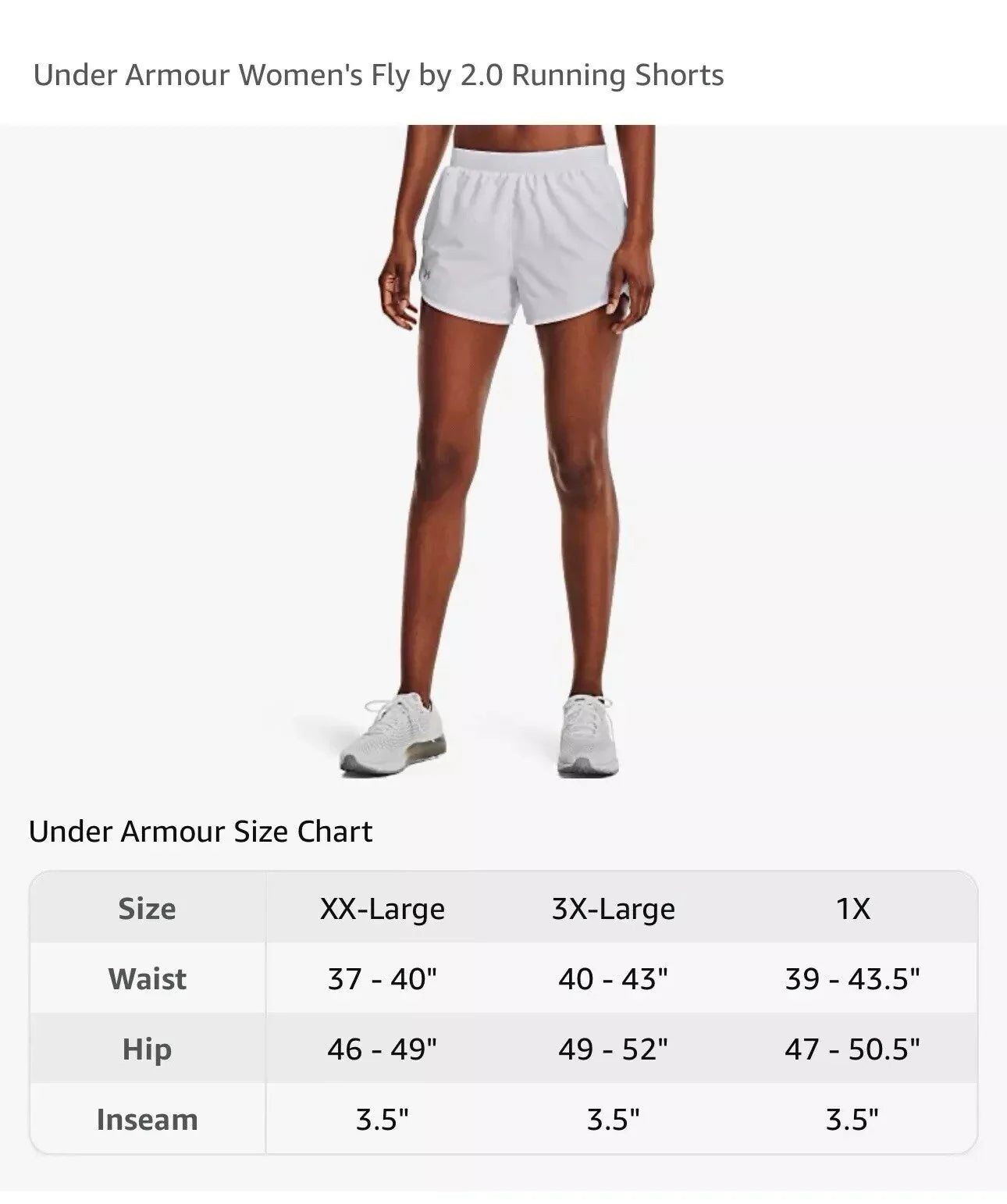 Under Armour Shorts Women's 3XL Fly-By 2.0 Running & Gym White/Gray Heatgear New - Trendiez U ♥