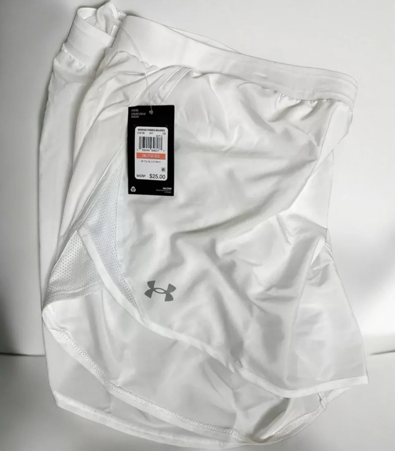 Under Armour Shorts Women's 3XL Fly-By 2.0 Running & Gym White/Gray Heatgear New - Trendiez U ♥