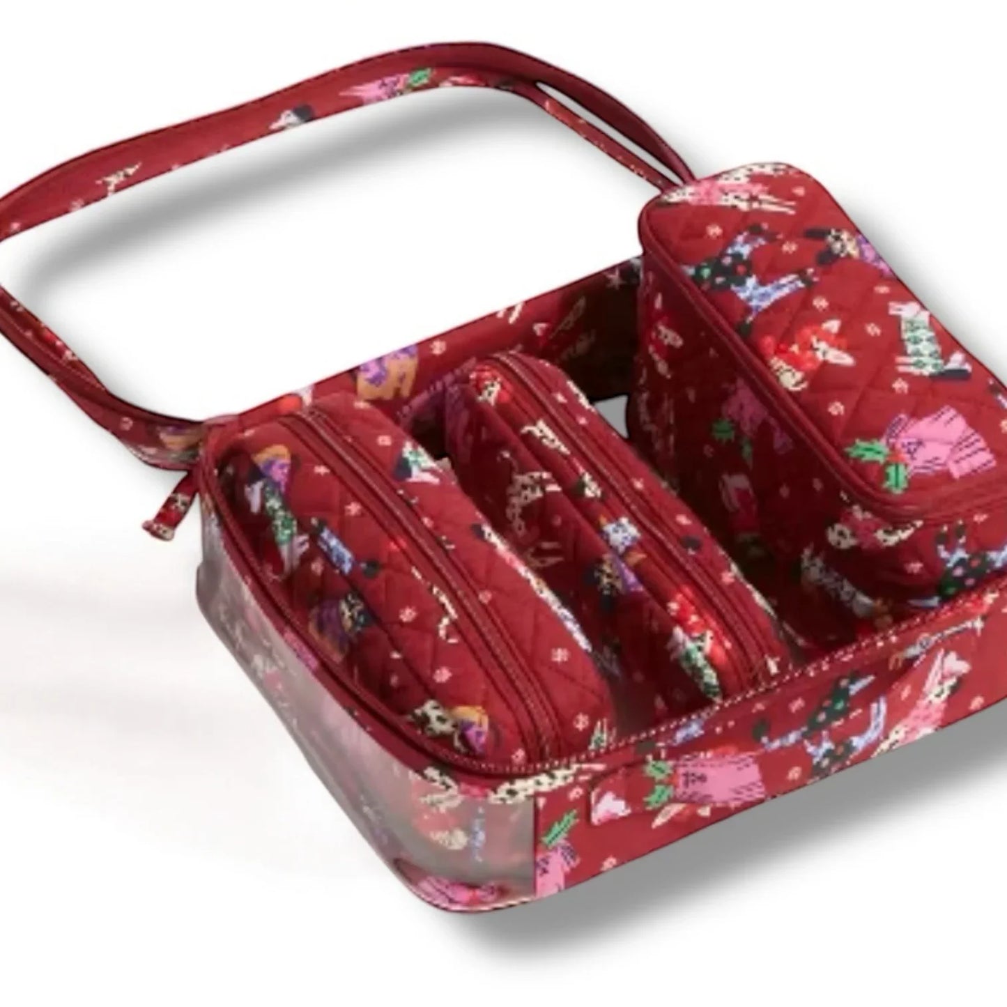 Vera Bradley Holiday Hounds Cosmetic Bag Set – 4 Piece Travel Gift - Trendiez U ♥