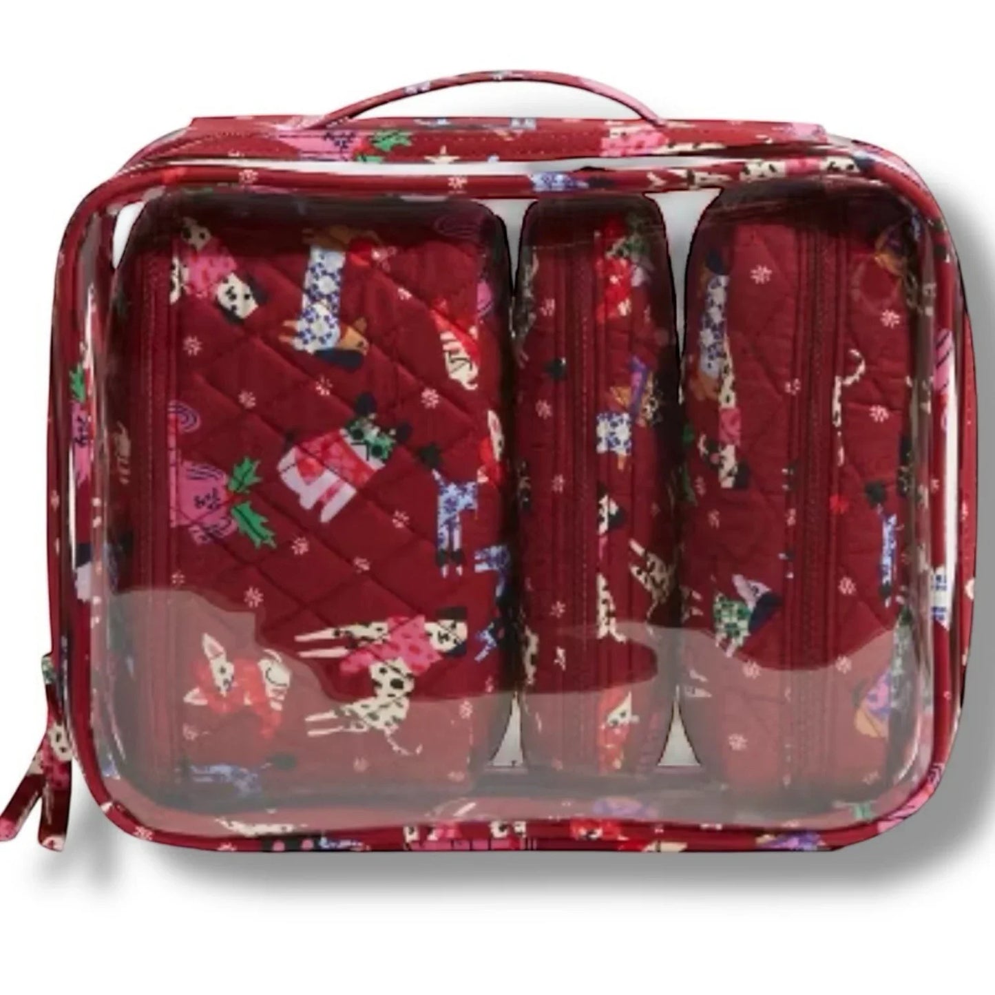 Vera Bradley Holiday Hounds Cosmetic Bag Set – 4 Piece Travel Gift - Trendiez U ♥