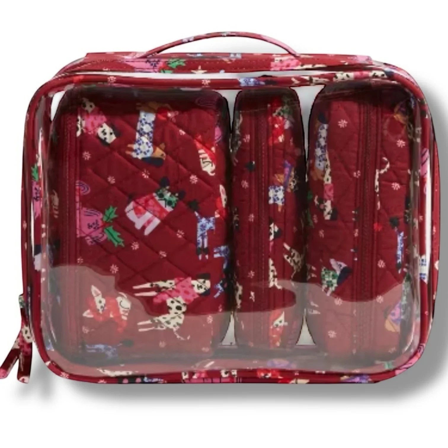 Vera Bradley Holiday Hounds Cosmetic Bag Set – 4 Piece Travel Gift - Trendiez U ♥