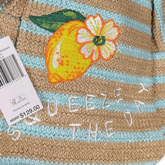 Vera Bradley Straw Compact Backpack – Lemon Groove Summer Bag - Trendiez U ♥