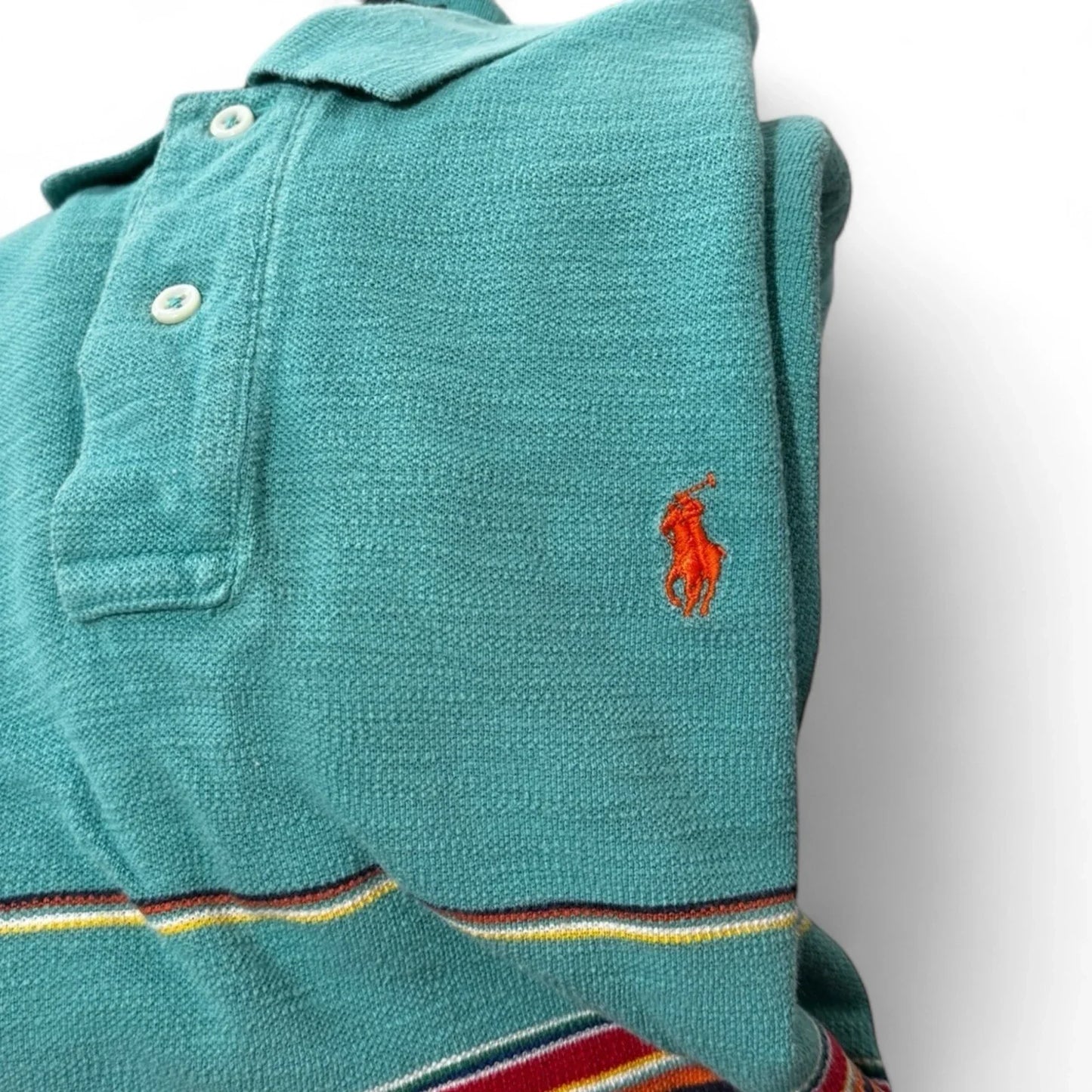 Vintage POLO by Ralph Lauren Polo Shirt Men’s Large Turquoise Blue Stripes - Trendiez U ♥