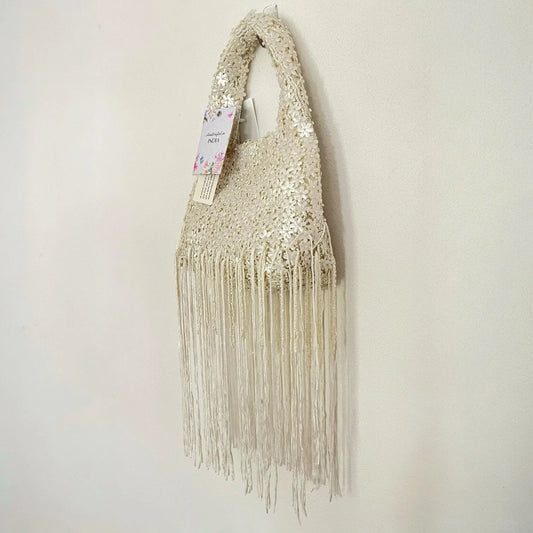 Viral 🔥Made In India Floral Fully Beaded Handbag With Fringes Boho Chic Ibiza - Trendiez U ♥