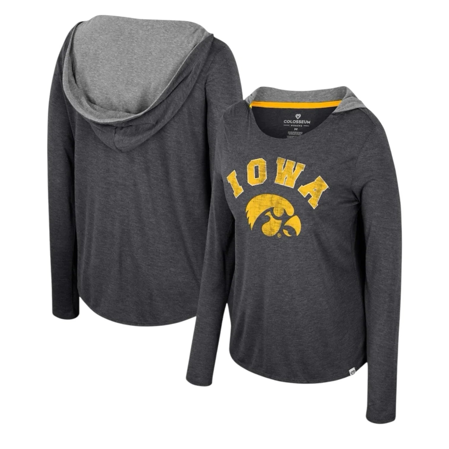 Women's Colosseum Black Iowa Hawkeyes Distressed Heather Long Sleeve Hoodie Sm - Trendiez U ♥
