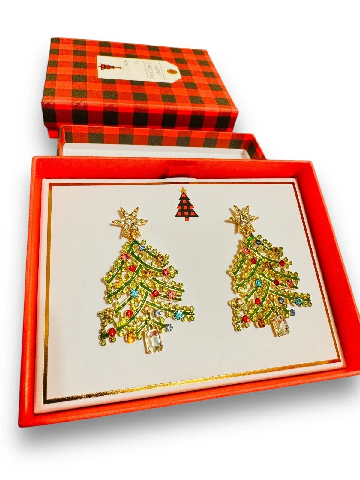Womens Shimmering Sparkle Rhinestone Christmas Tree Statement Earrings Jewelry - Trendiez U ♥