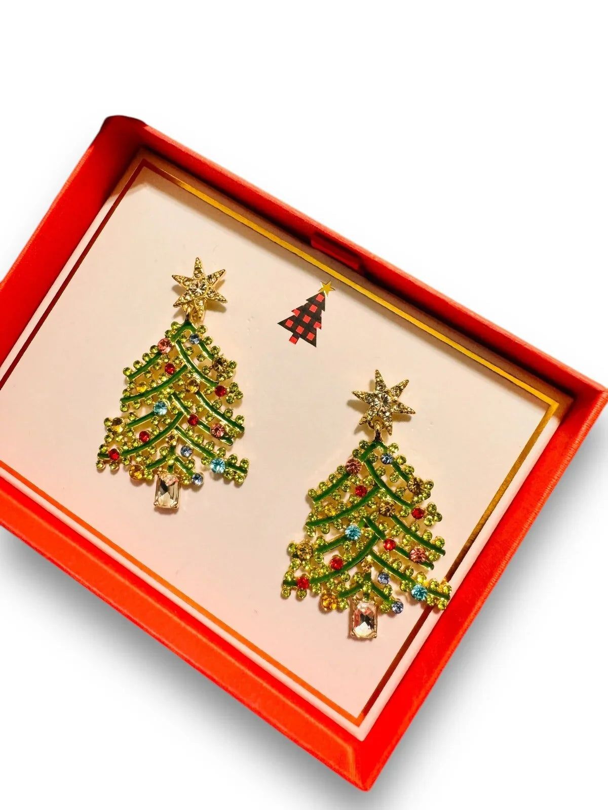 Womens Shimmering Sparkle Rhinestone Christmas Tree Statement Earrings Jewelry - Trendiez U ♥