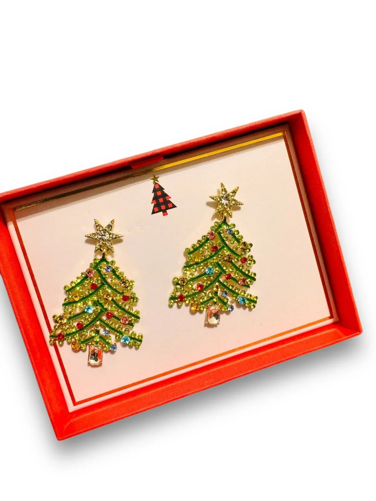 Womens Shimmering Sparkle Rhinestone Christmas Tree Statement Earrings Jewelry - Trendiez U ♥