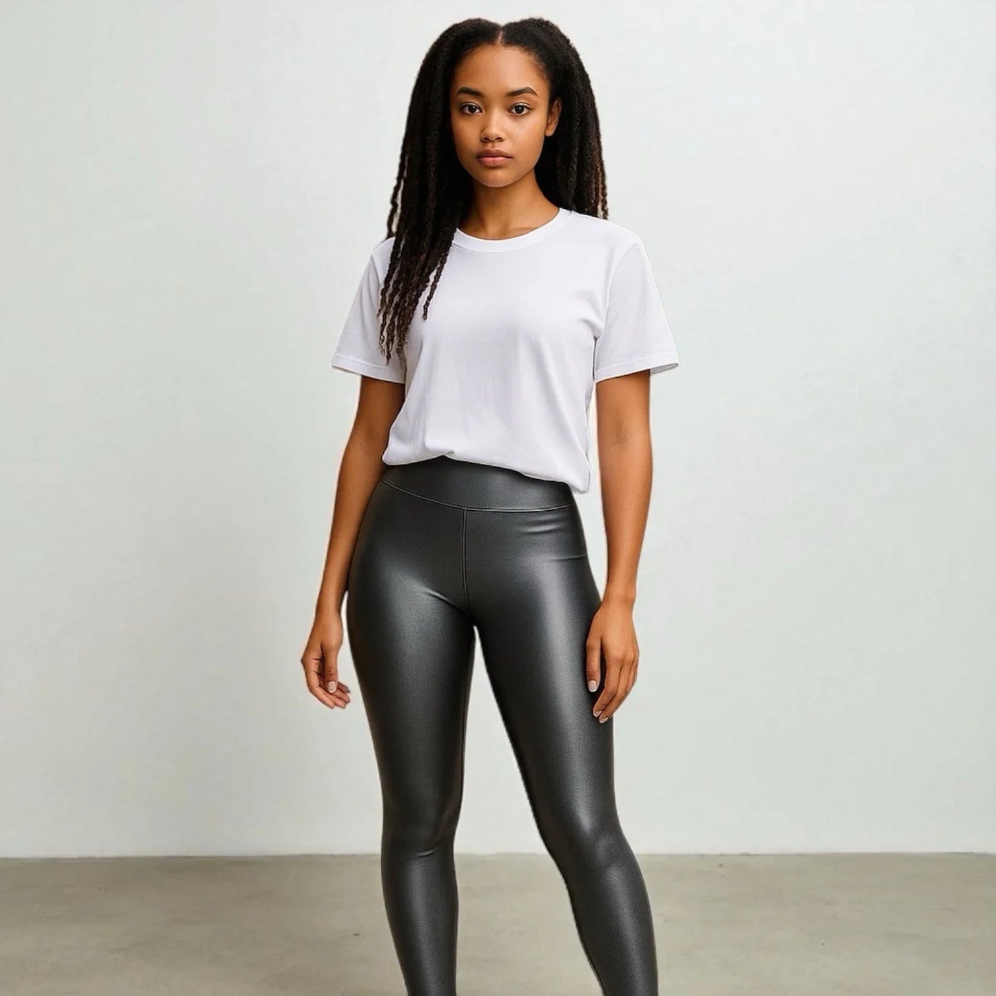Yogalicious Lady Love Women’s Faux Leather Leggings – Gray High Rise, Small - Trendiez U ♥