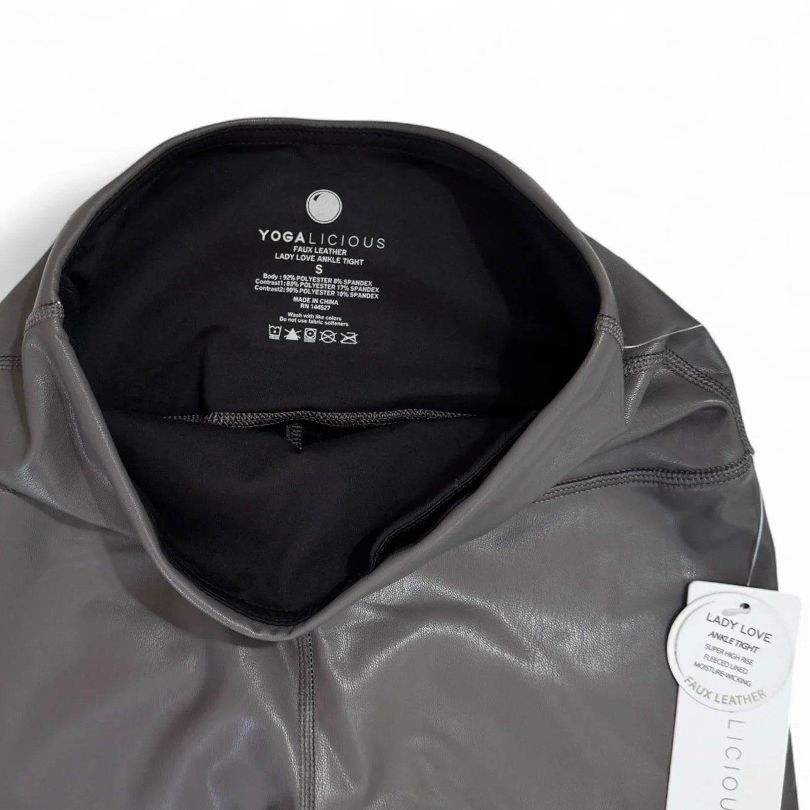 Yogalicious Lady Love Women’s Faux Leather Leggings – Gray High Rise, Small - Trendiez U ♥