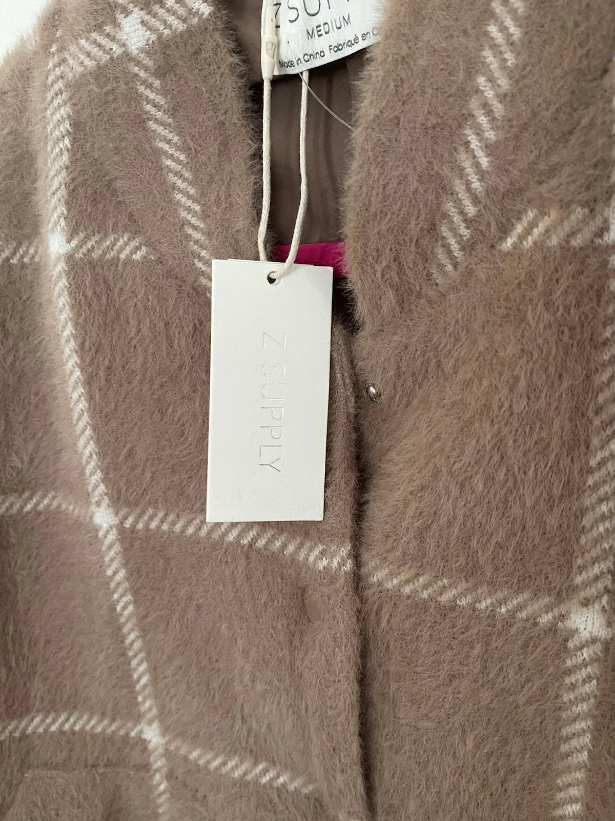 Z Supply Plaid Bomber Jacket Size Medium Taupe Classic MSRP $169 - Trendiez U ♥